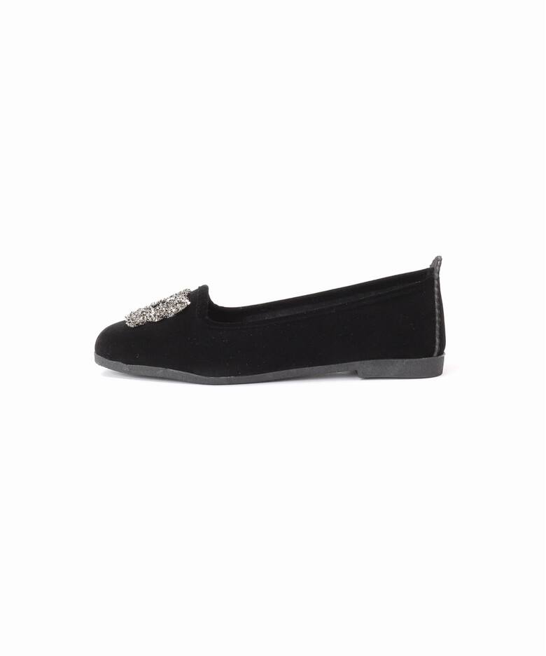WEB限定/追加》MALUS/マリュス VELVET BIJOU SHOES（フラットシューズ 
