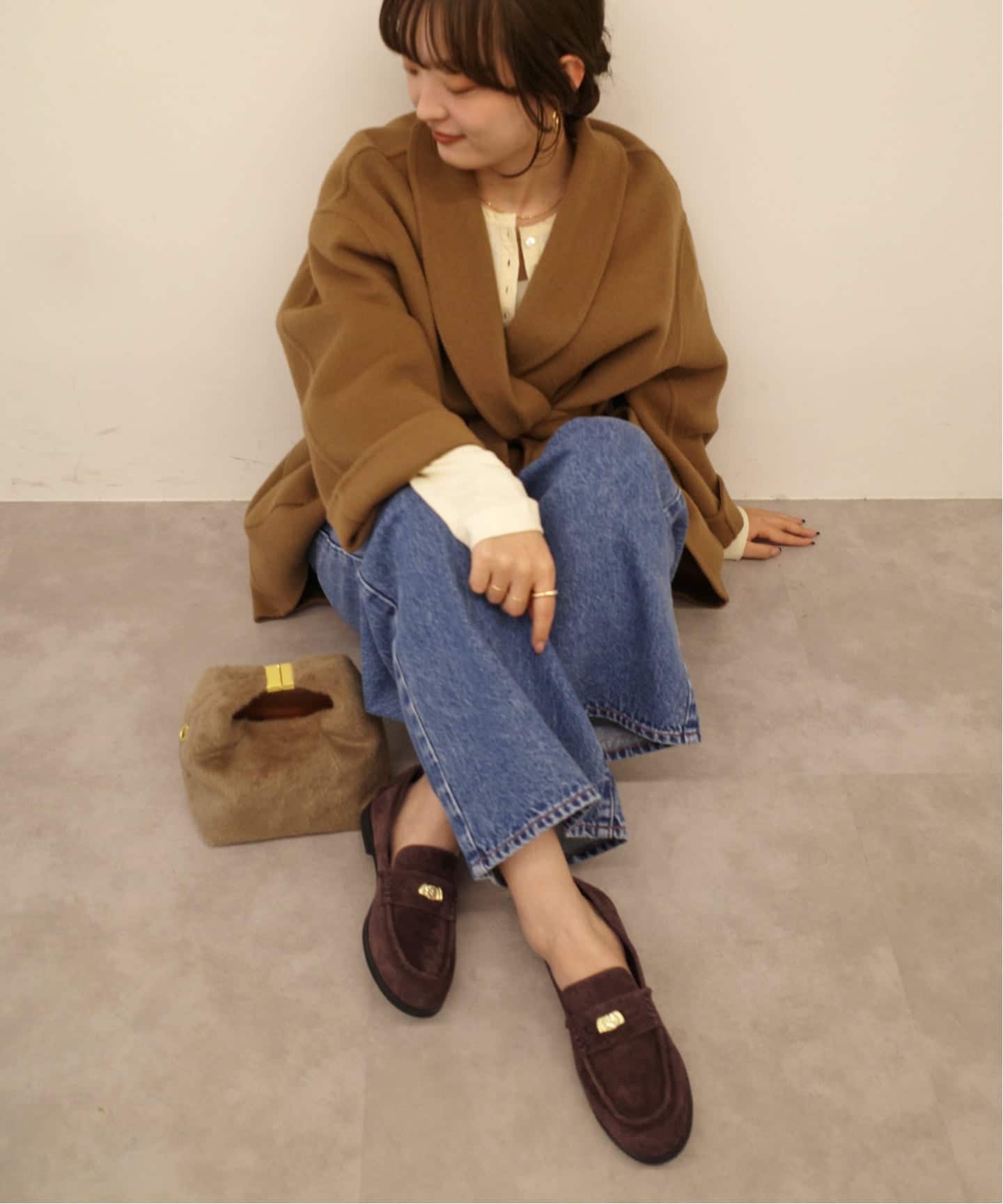 SLOBE ブラウン ローファー 24.5 WEB限定/追加2予約》SLOBE コインローファー（ローファー