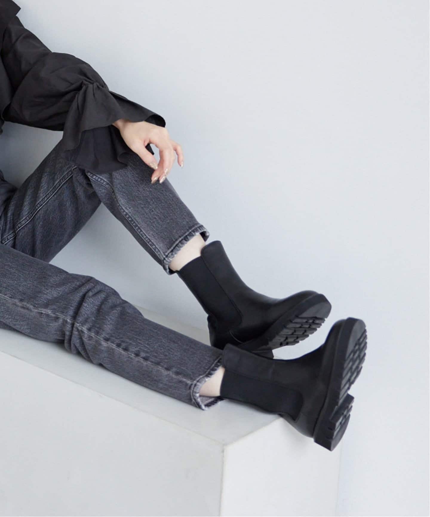 SLOBE IENA 黒 サイドゴアブーツ 23㎝ WEB限定/追加5予約》SLOBE IENA サイドゴアブーツ（ブーティ・ショート