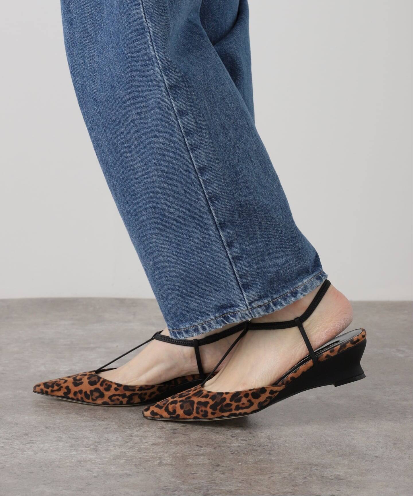 一部店舗・WEB限定》BRENTELLA / ブレンテッラ T-STRAP WEDGE LEO