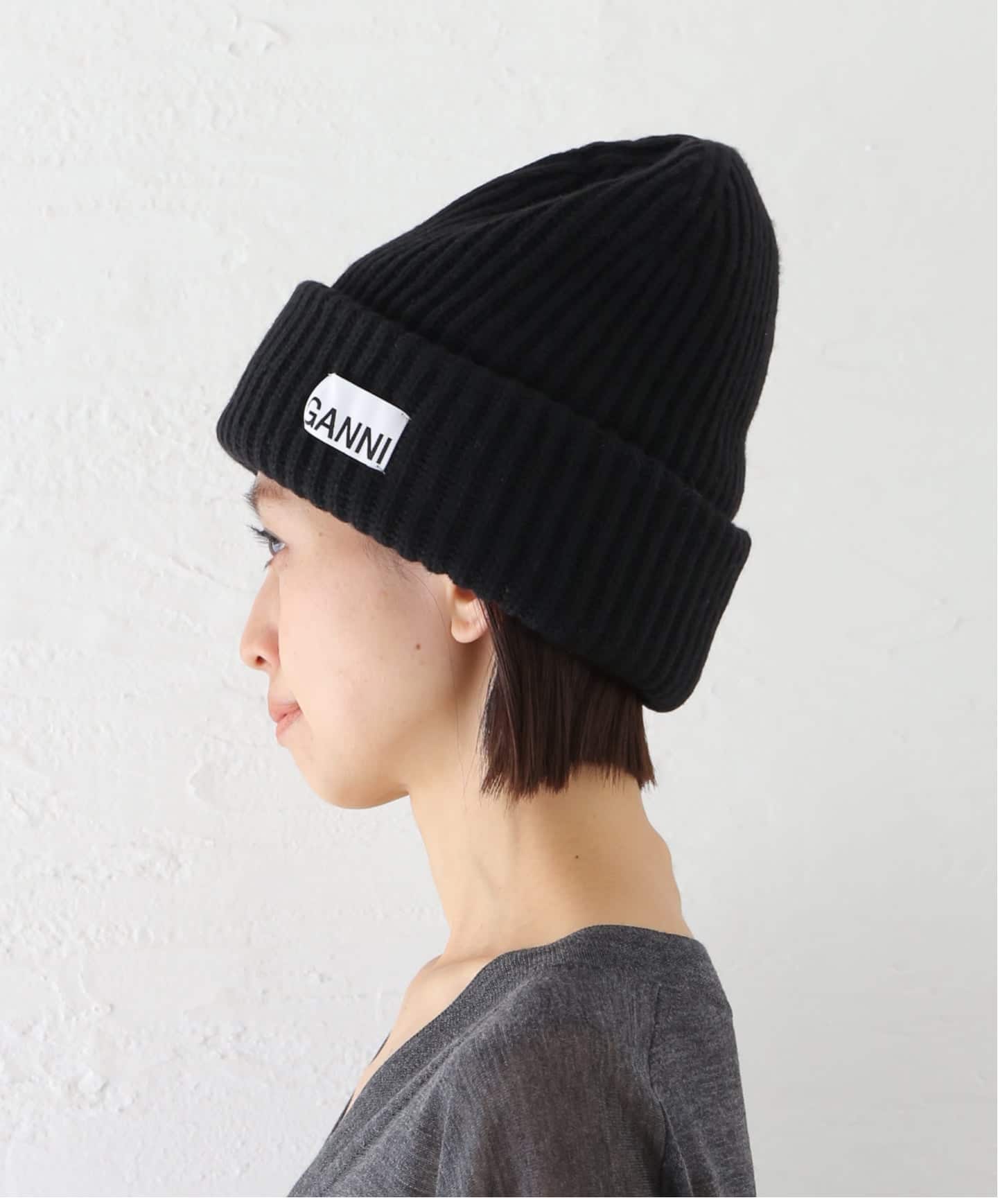 GANNI/ガニー Structured Rib Beanie（ニットキャップ・ビーニー）｜U