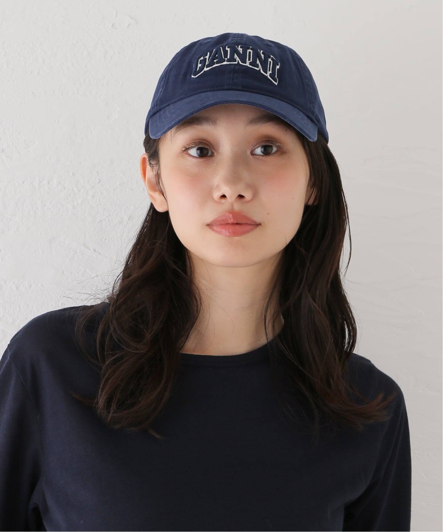 予約》GANNI/ガニー Washed Cotton Canvas Cap Emb（キャップ
