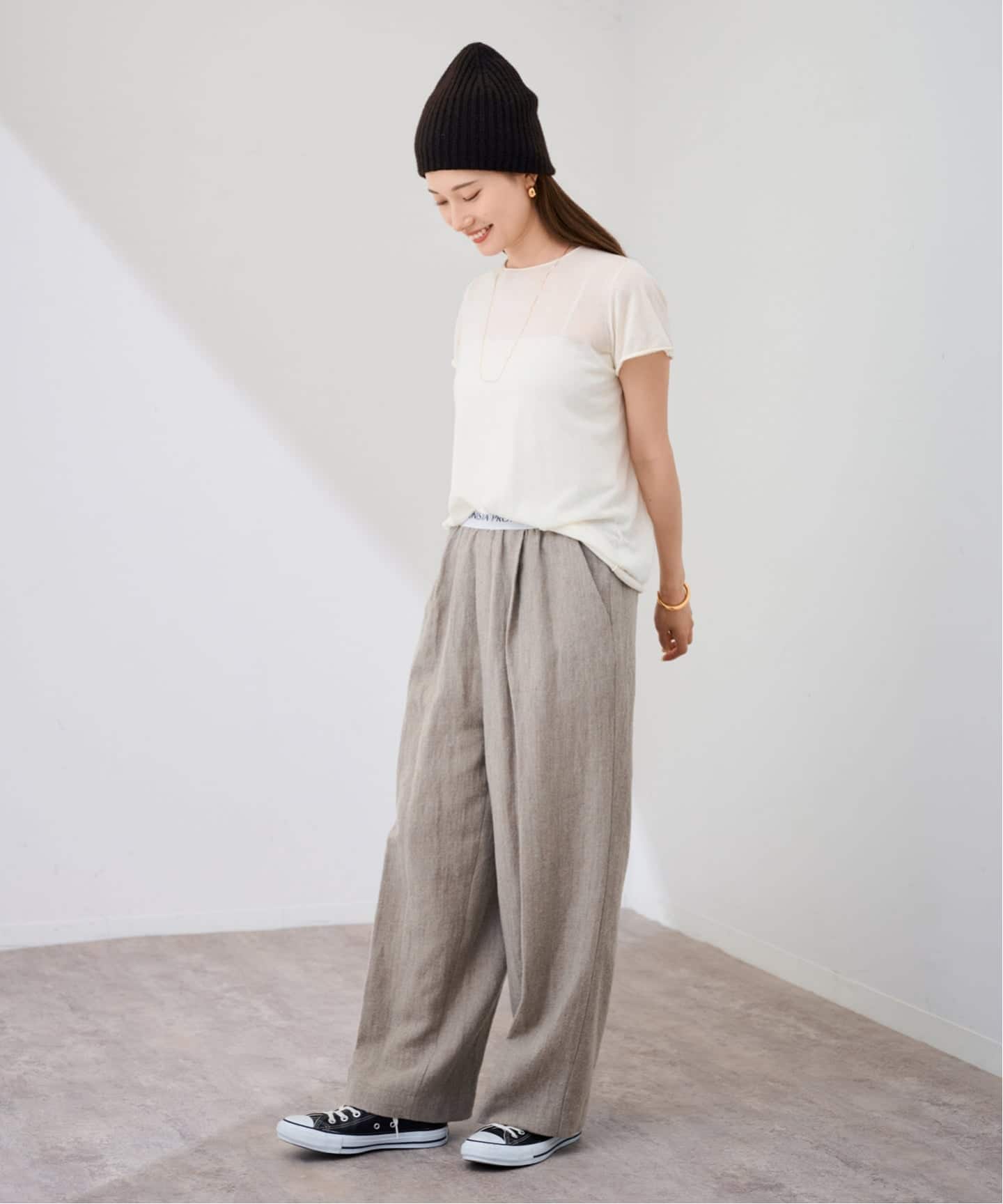 ASAUCE MELER/アソースメレ ミドルゲージカシミヤリブワッチ（ニット