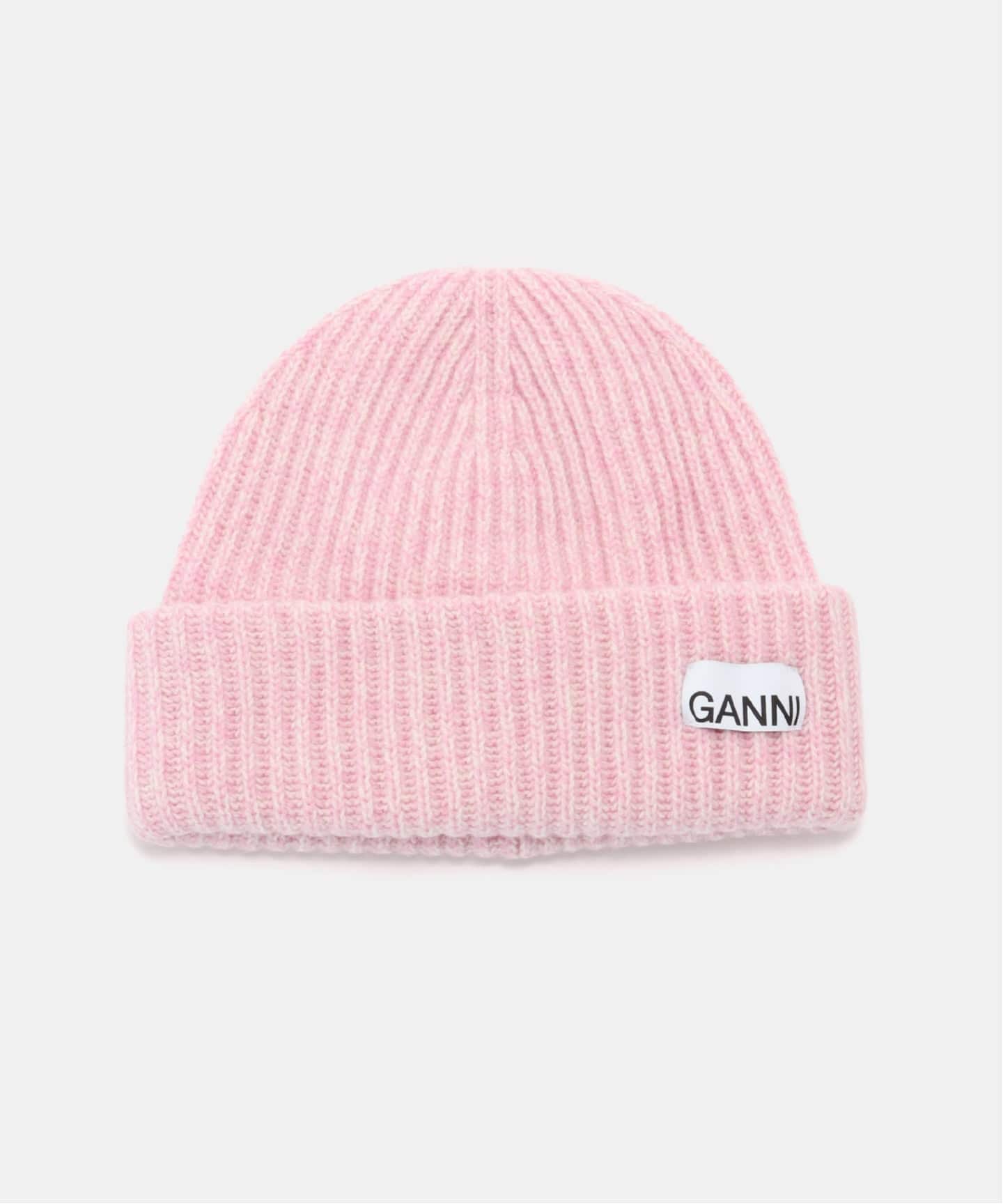 GANNI ピンク ニット帽 Structured Rib Beanie GANNI / ガニー Structured Rib Beanie(ニットキャップ