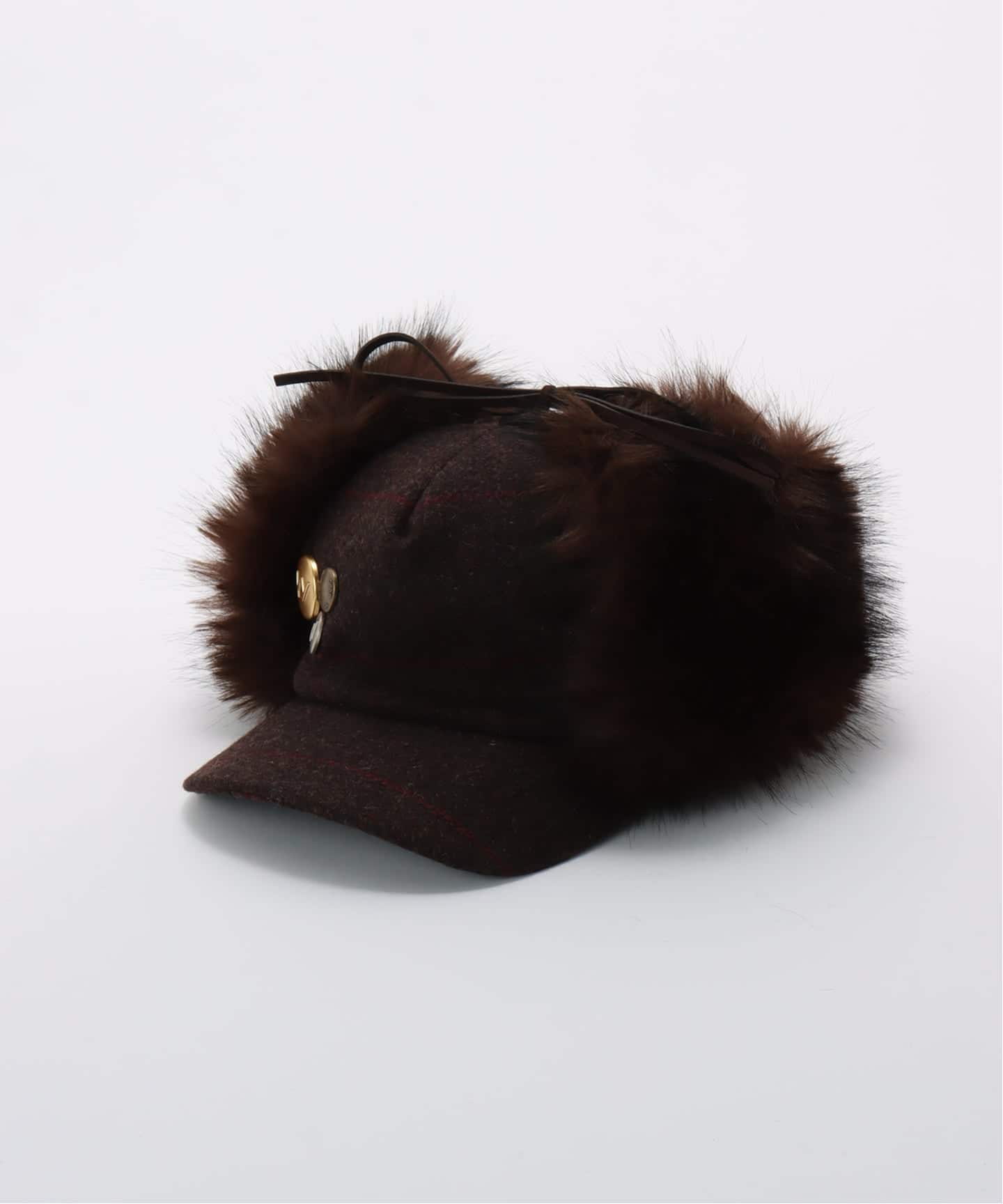 OPEN YY / オープンワイワイ】 Woven FAUX FUR EARFLAP CAP