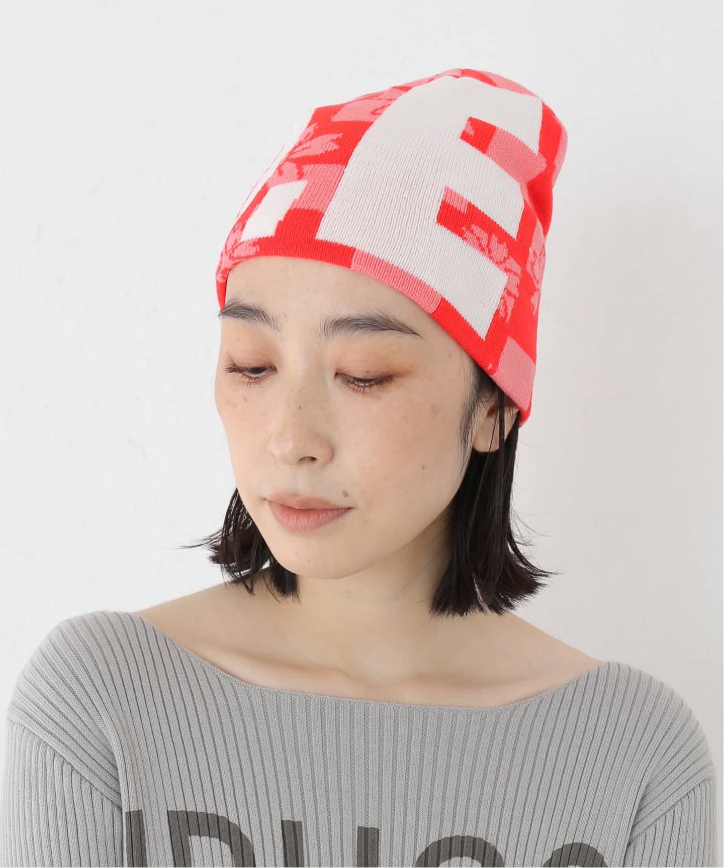 b.Eautiful/ビューティフル】Sakura Checker Beanie（ニットキャップ