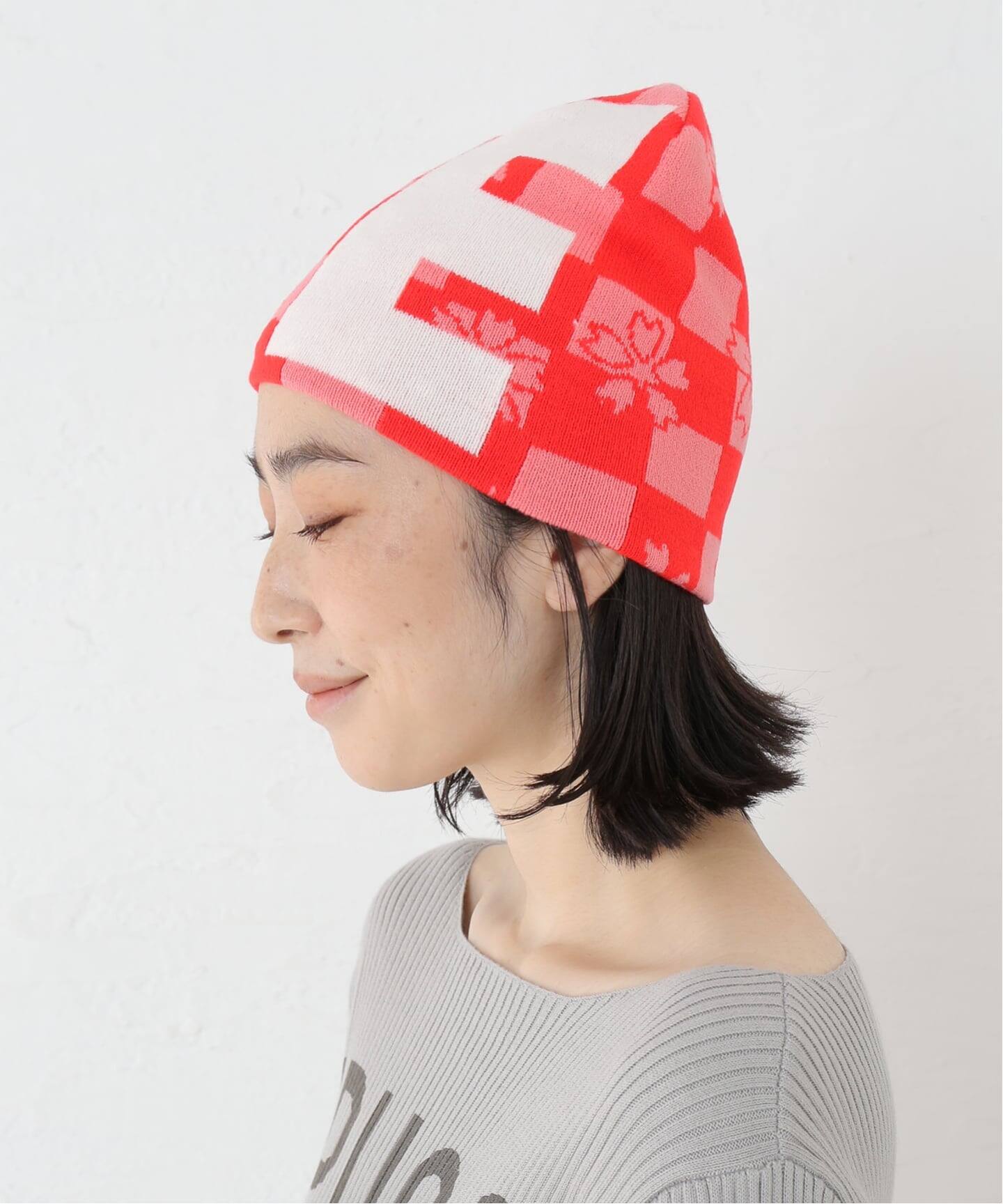 b.Eautiful/ビューティフル】Sakura Checker Beanie（ニットキャップ