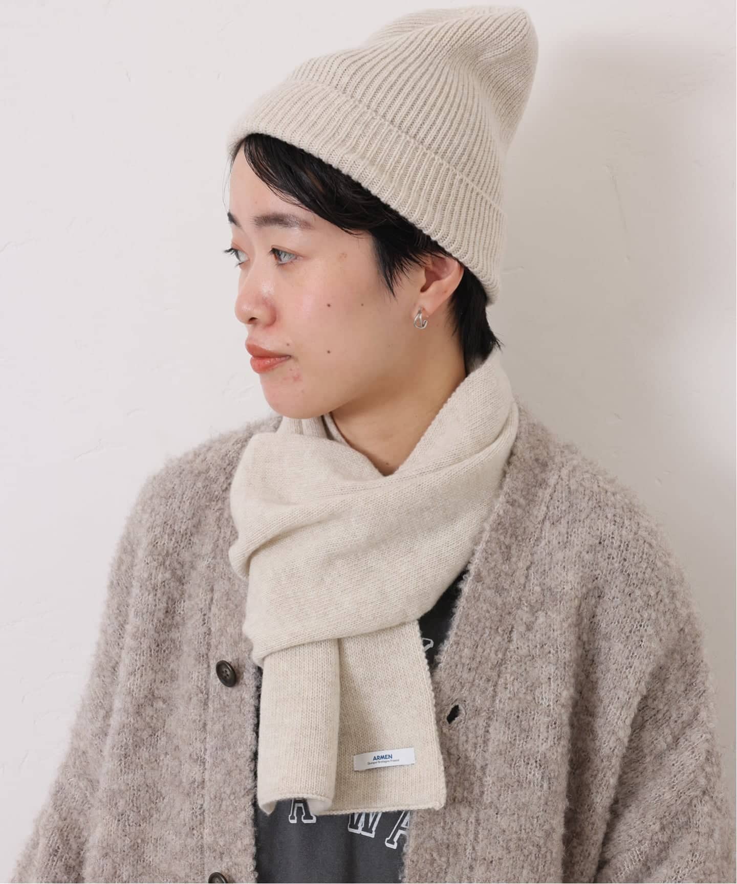 ARMEN】WOOL/CASHMERE 1*1 RIB STITCH WATCH（ニットキャップ
