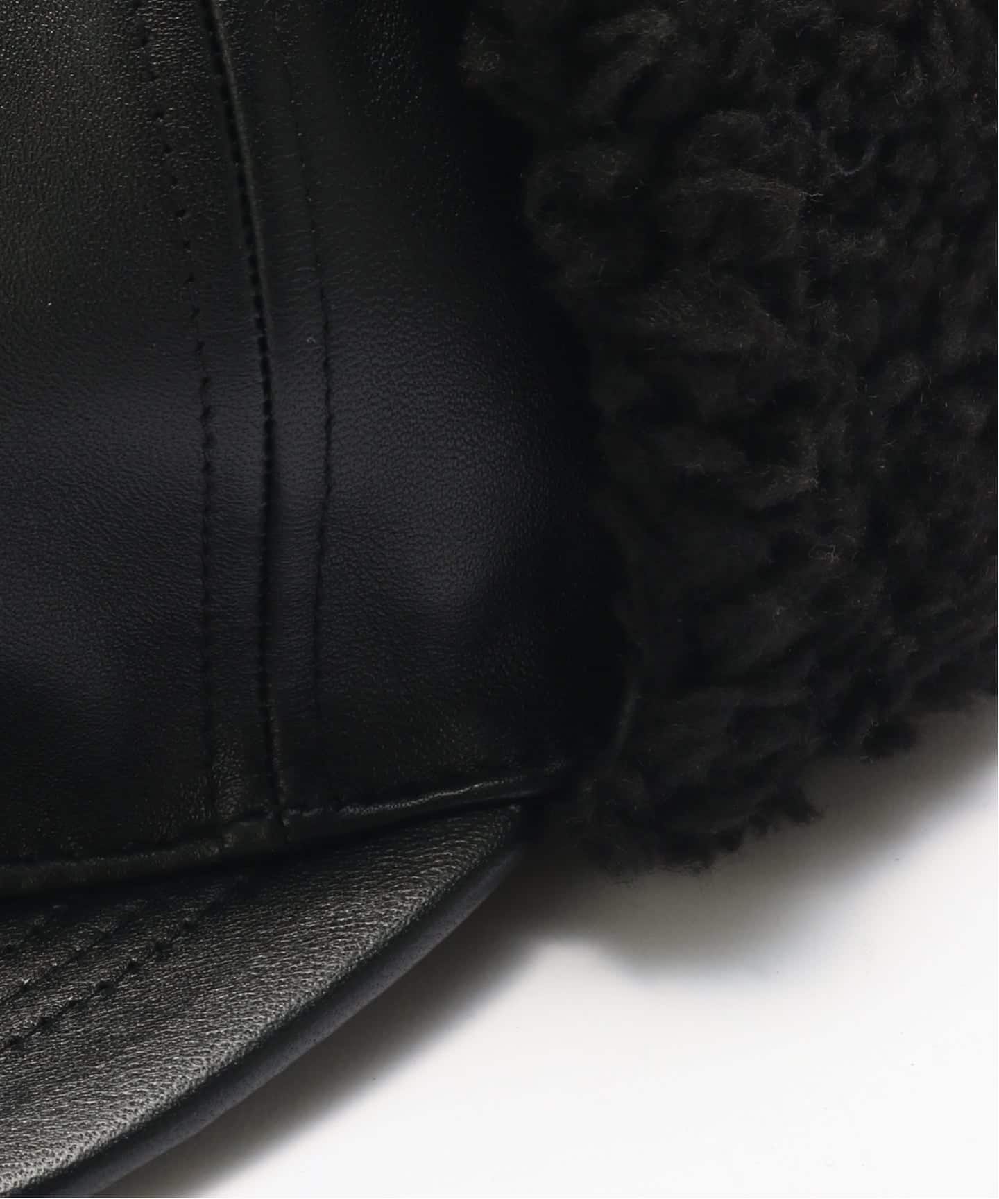 Winner Cap×JOURNAL STANDARD Earflap Black Lambskin（キャップ