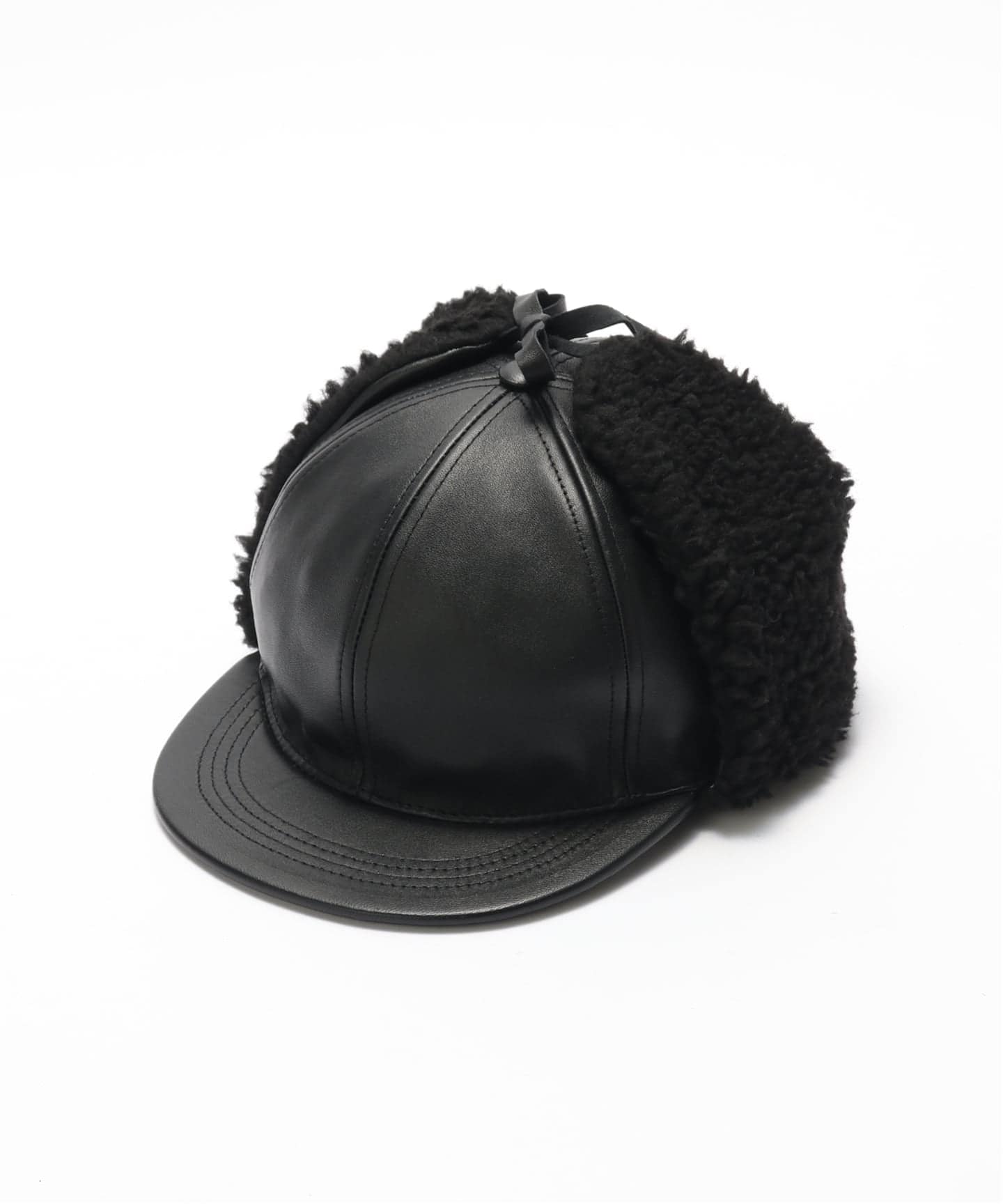 Winner Cap×JOURNAL STANDARD Earflap Black Lambskin（キャップ