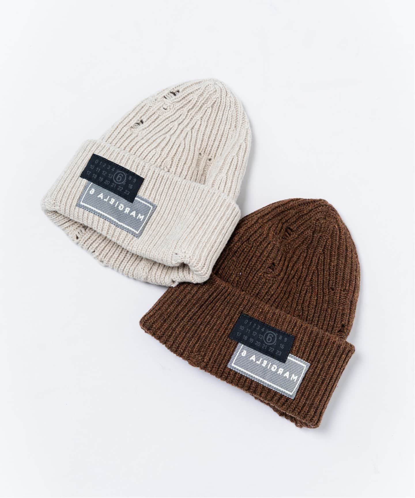 【美品】 MM6 ビッグロゴニットビーニー　ニット帽 セール】MM6 Maison Margiela(エムエムシックス メゾン