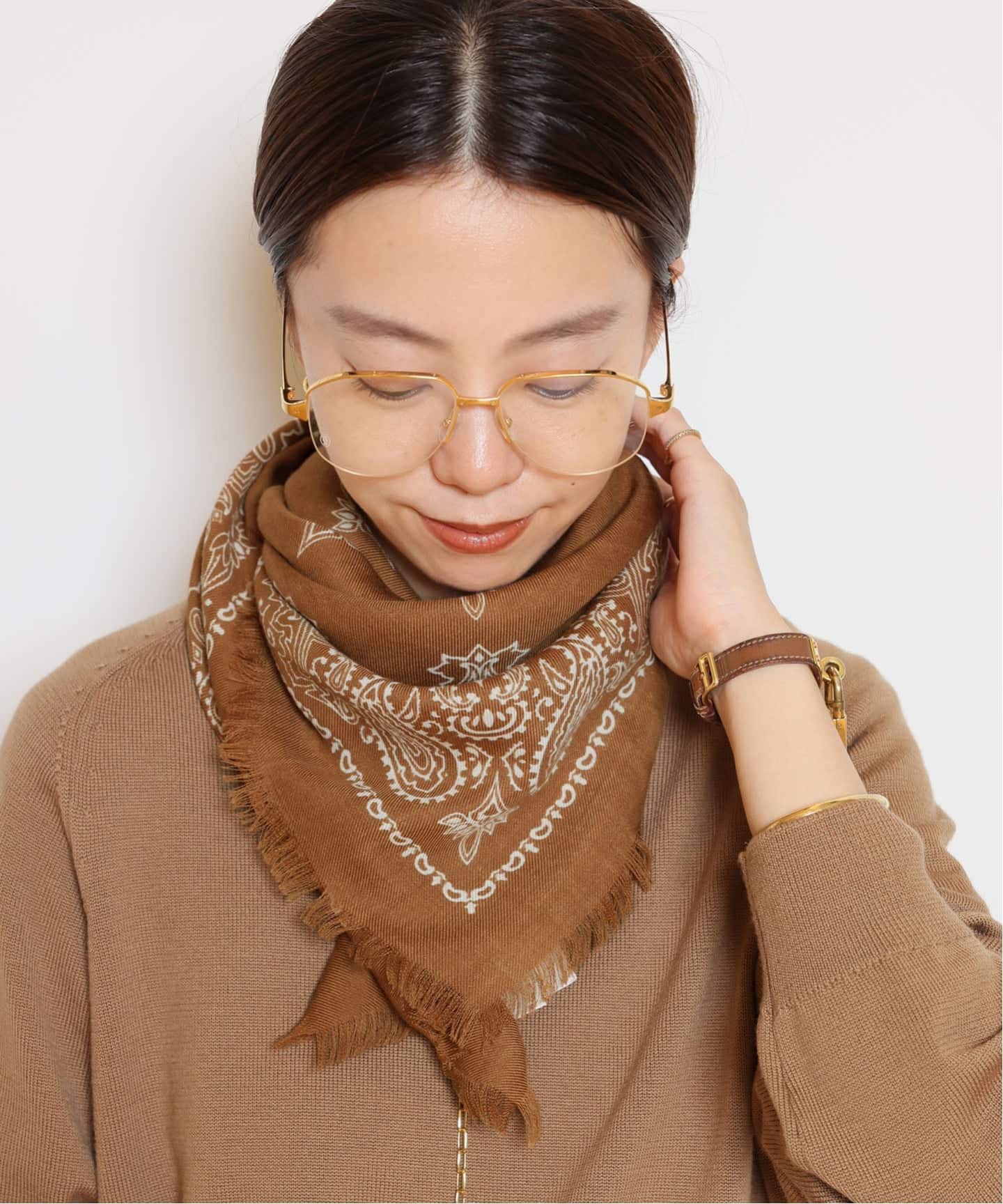 AP STUDIO購入 新品 Destin バンダナ柄スカーフ ウール グレー DESTIN/デスティン】90*90 WOOL BANDANA スカーフ（スカーフ／バンダナ