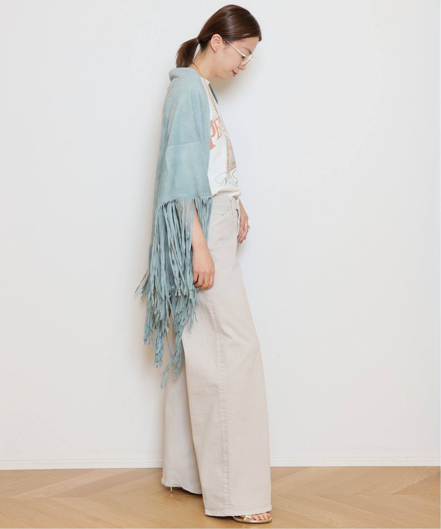 MUSE de Deuxieme Classe FULADDBIG ストール FURLING by GIANNI/ファーリングバイジャンニ】SUEDE FRINGE