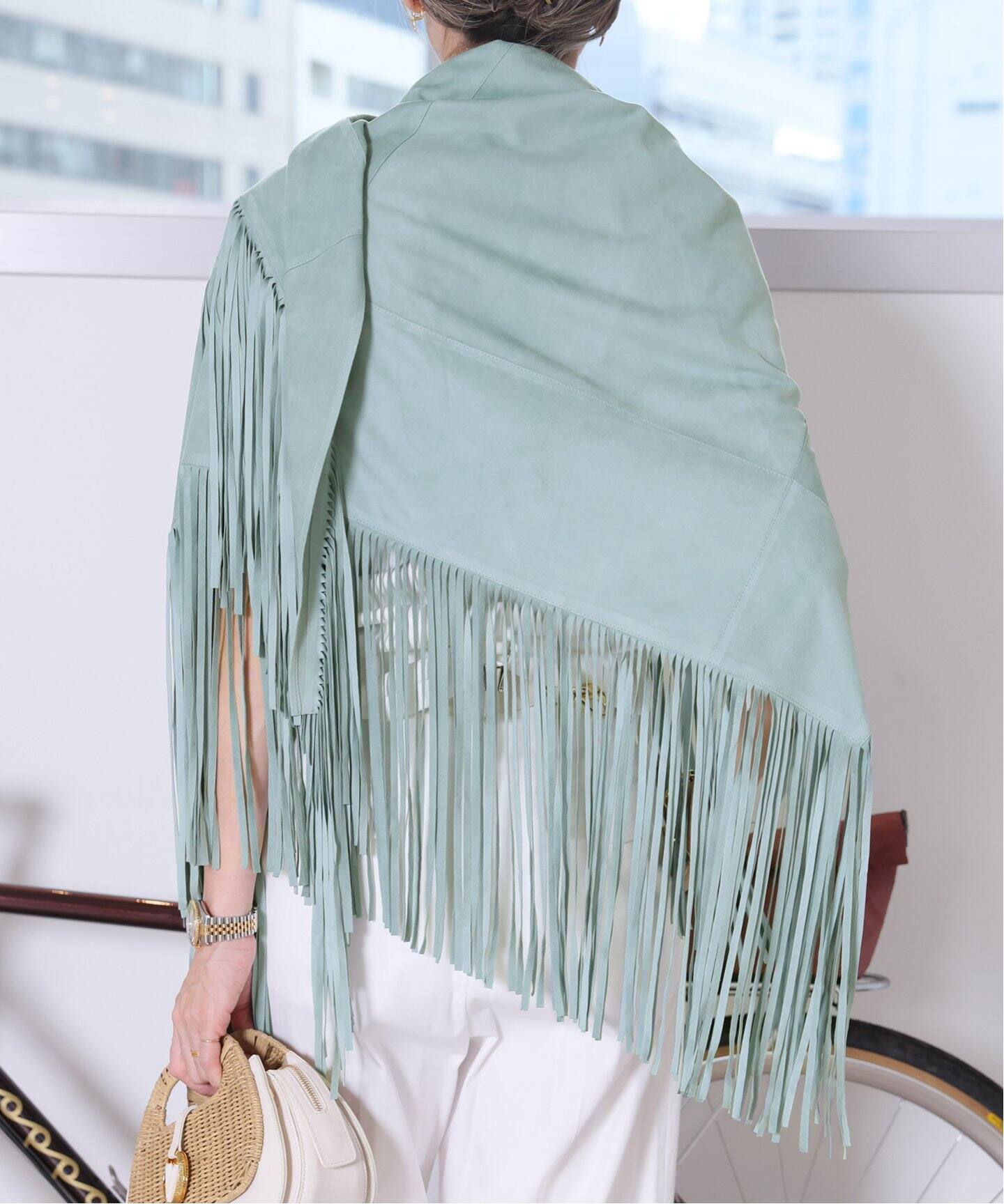 〈Deuxieme Classe〉ファーショール・ストール FURLING by GIANNI/ファーリングバイジャンニ】SUEDE FRINGE