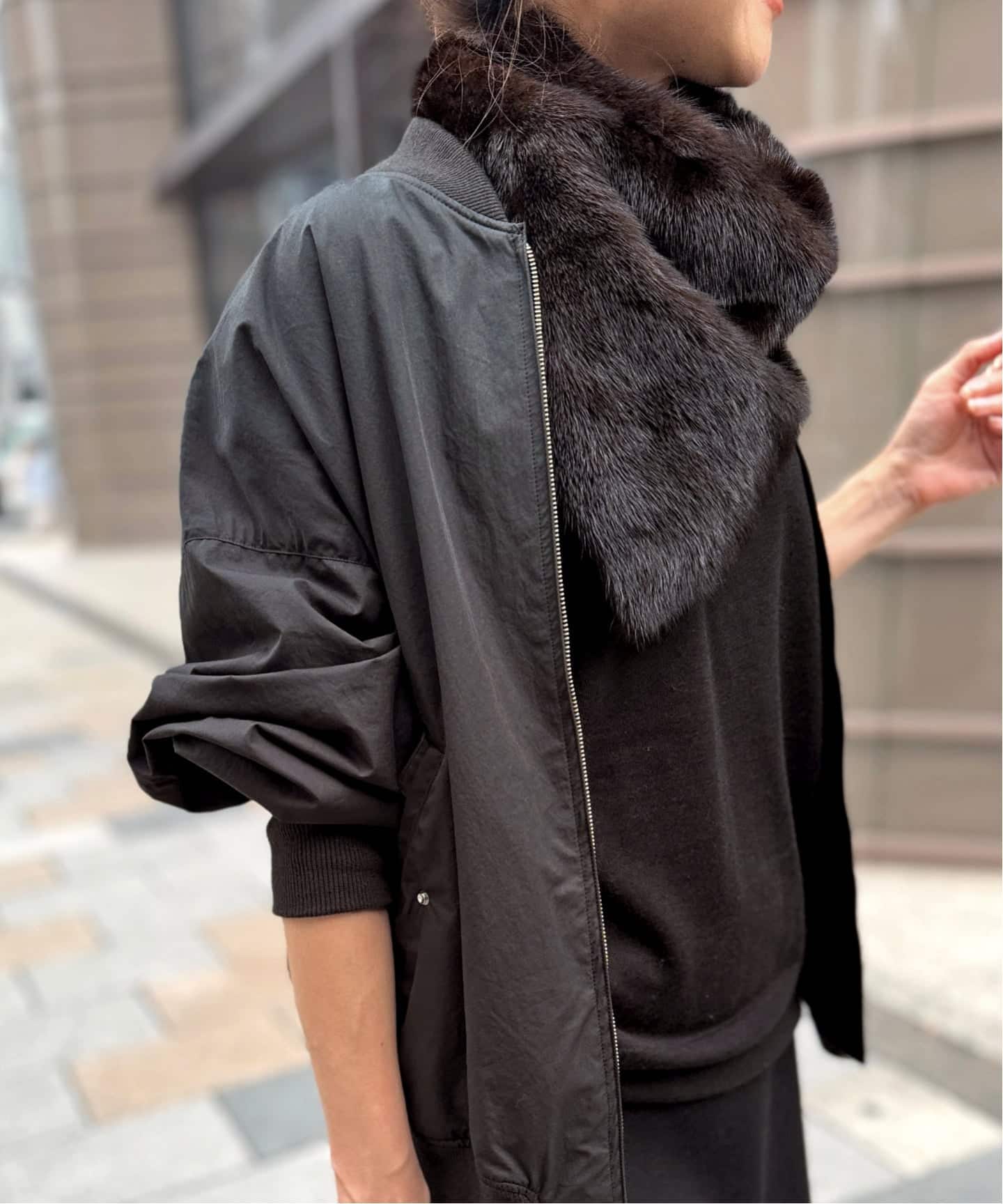 YVES SALOMON/イヴ サロモン】 MINK BANDANA（スカーフ／バンダナ）｜L