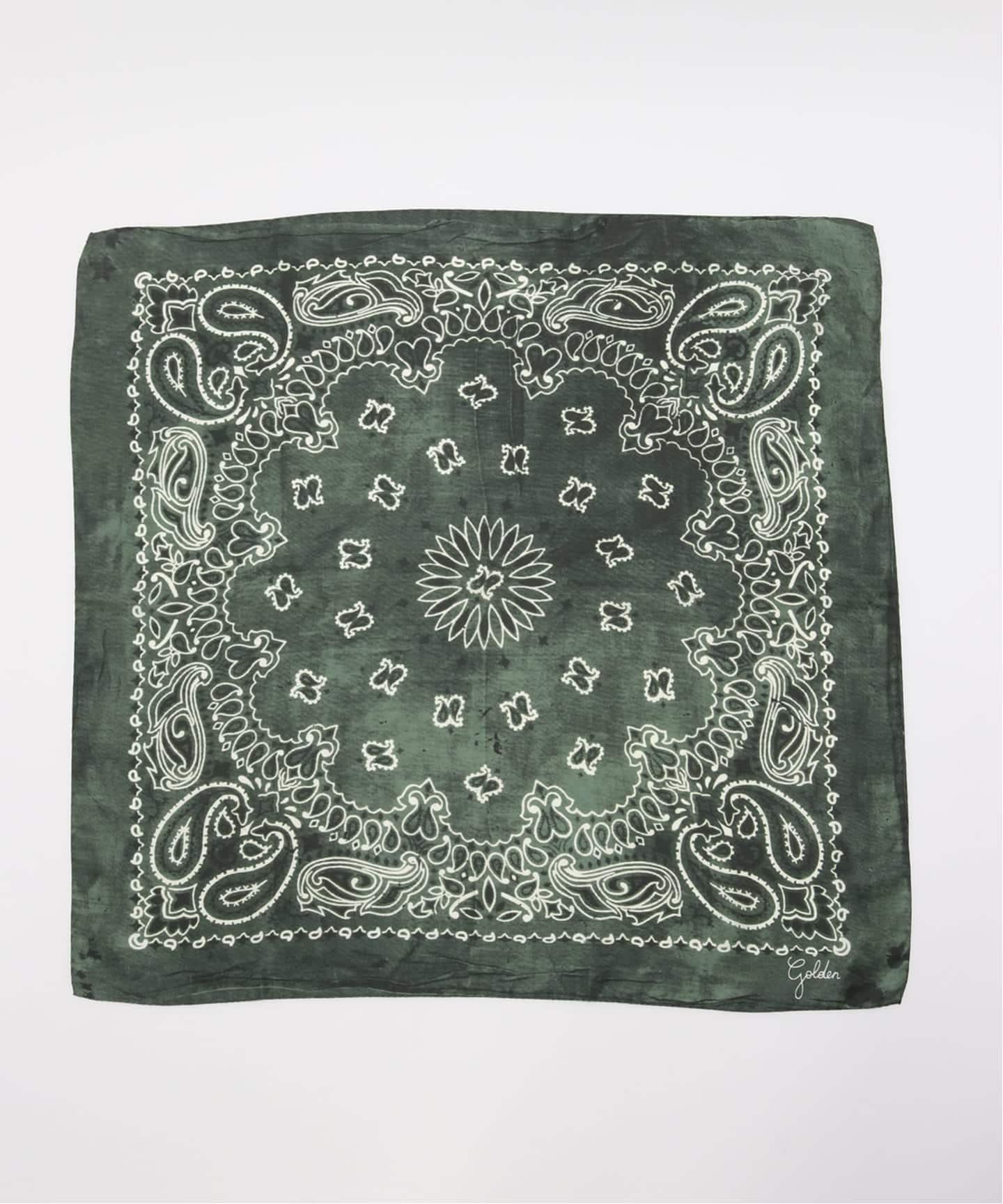 新品　【GOLDEN 】PAISLEY PRINT SILK スカーフ Gold Paisley Silk' French Knotted Fringe Dress Scarf