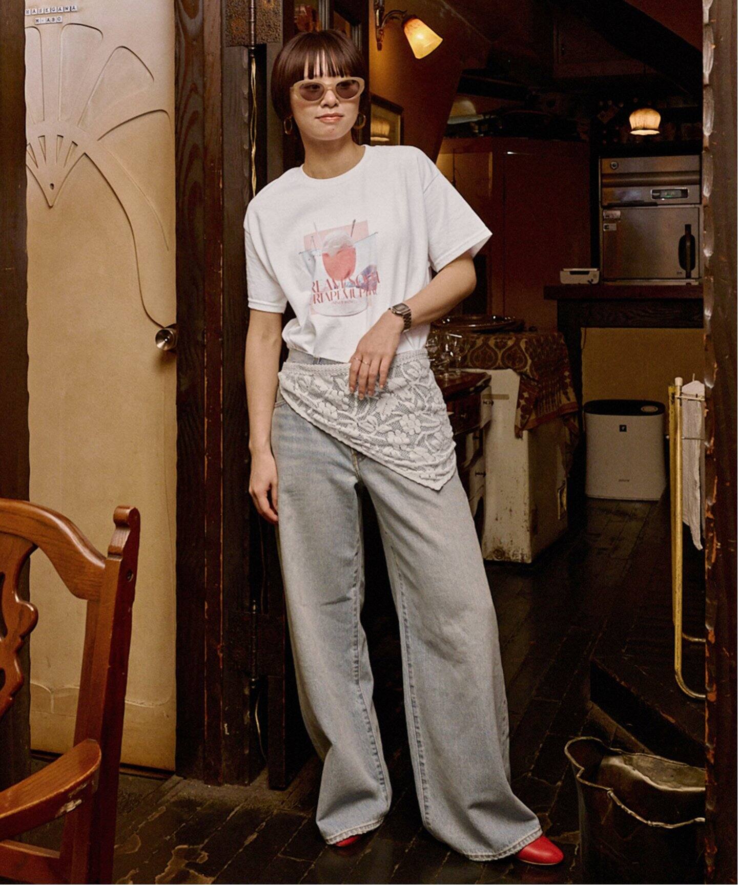 WEB限定》SLOBE citron. メッシュレースボネ（スカーフ／バンダナ 