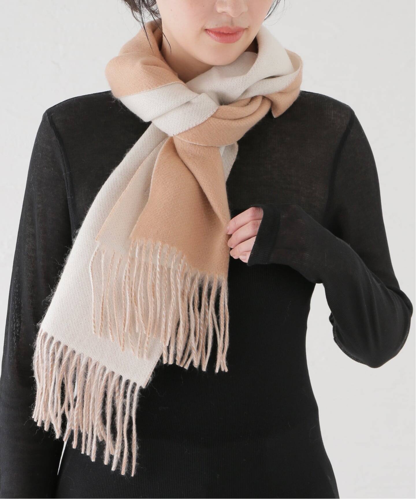 La Totalite カシミヤブレンド Wフェイスマフラー（マフラー）｜La