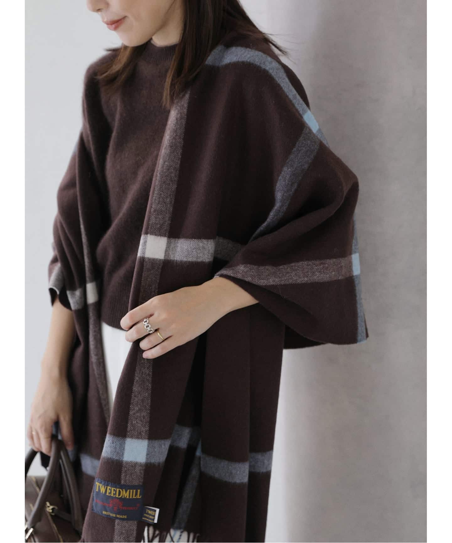 TWEEDMILL/ツイードミル ウール チェックストール 70*190cm（ストール