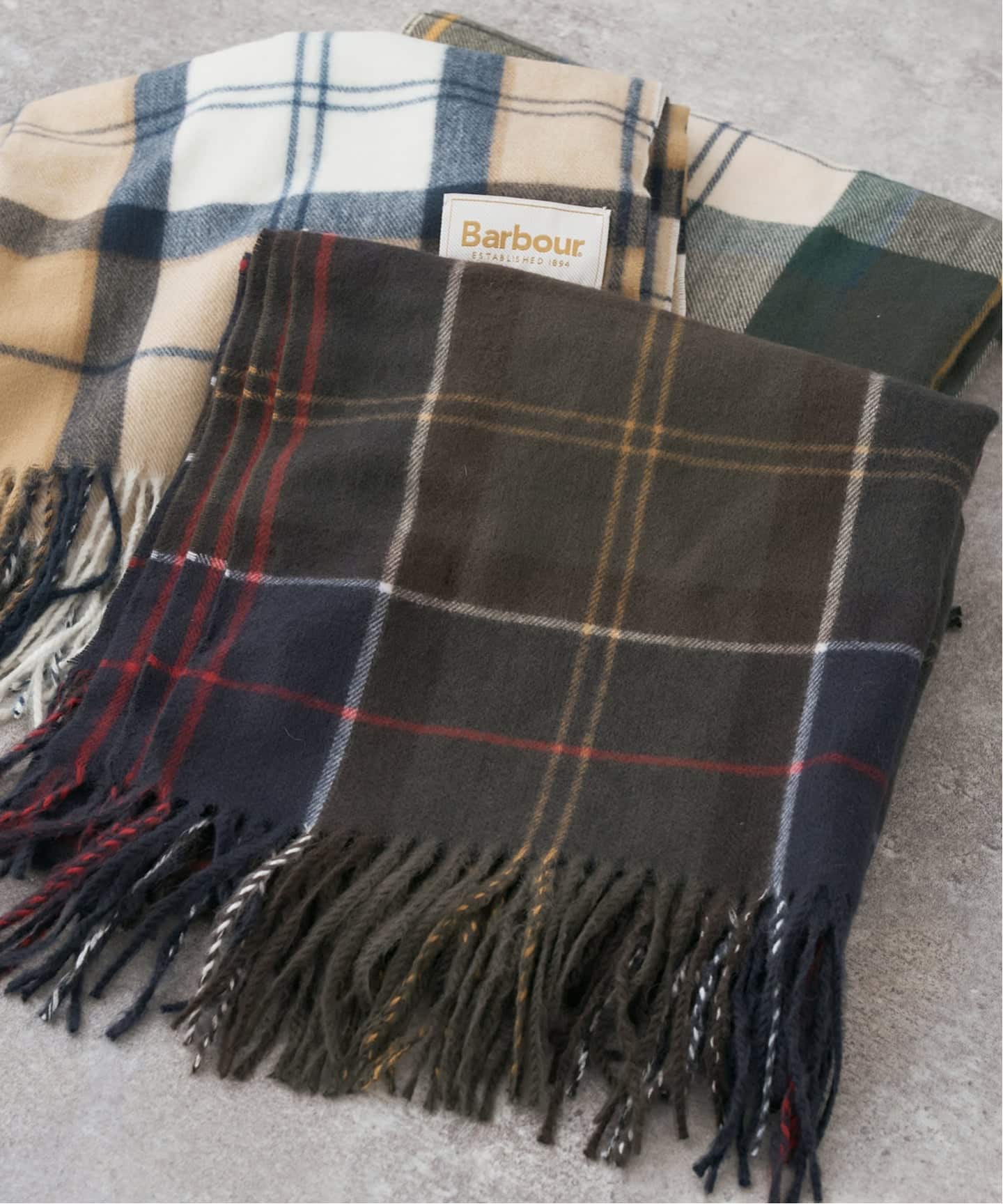 Barbour チェック柄マフラー グリーン系 バブアー Barbour（バブアー） ウール / カシミヤ タータン