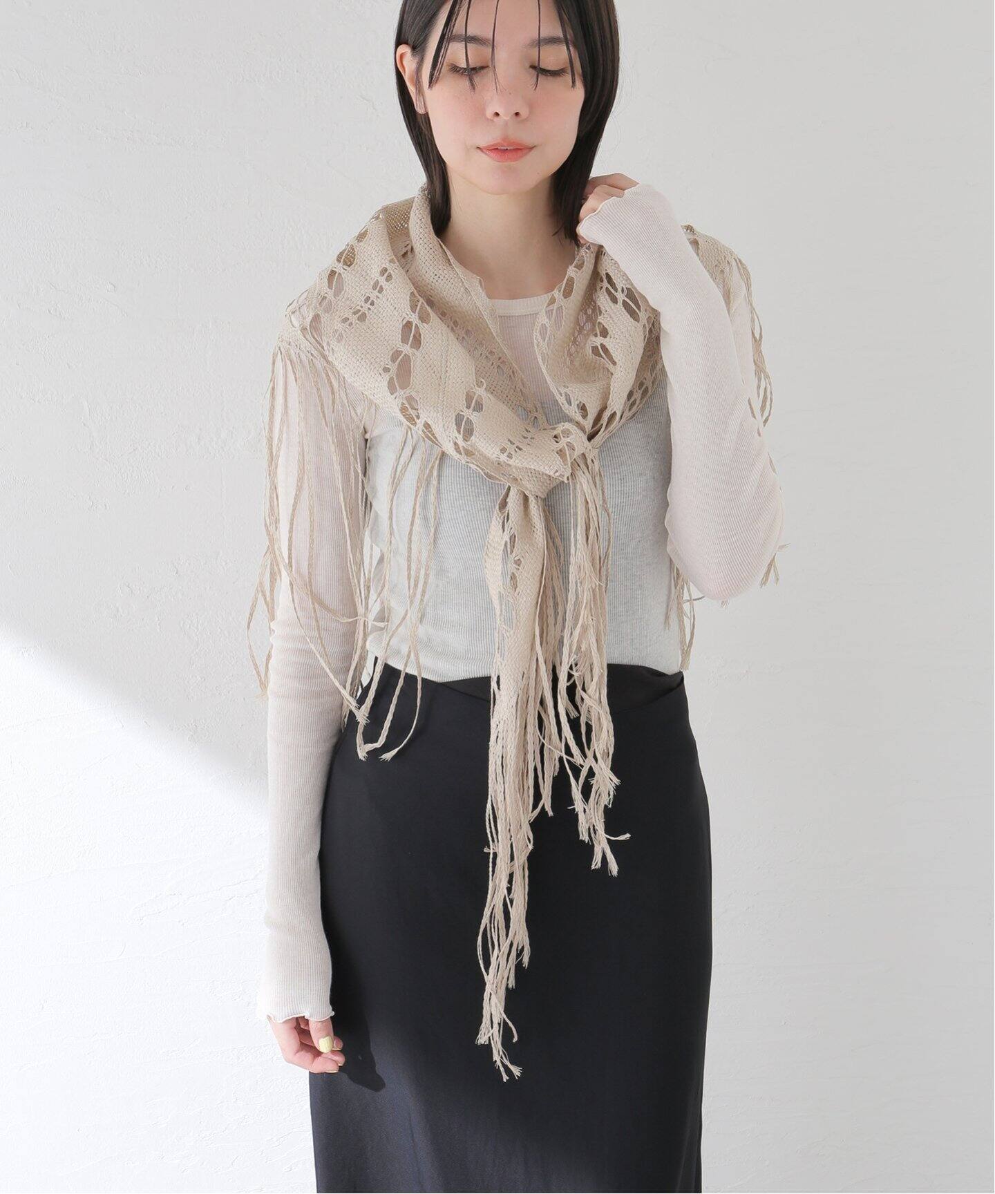 ASAUCE MELER/アソースメレ ギマコットントライアングルレースストール  