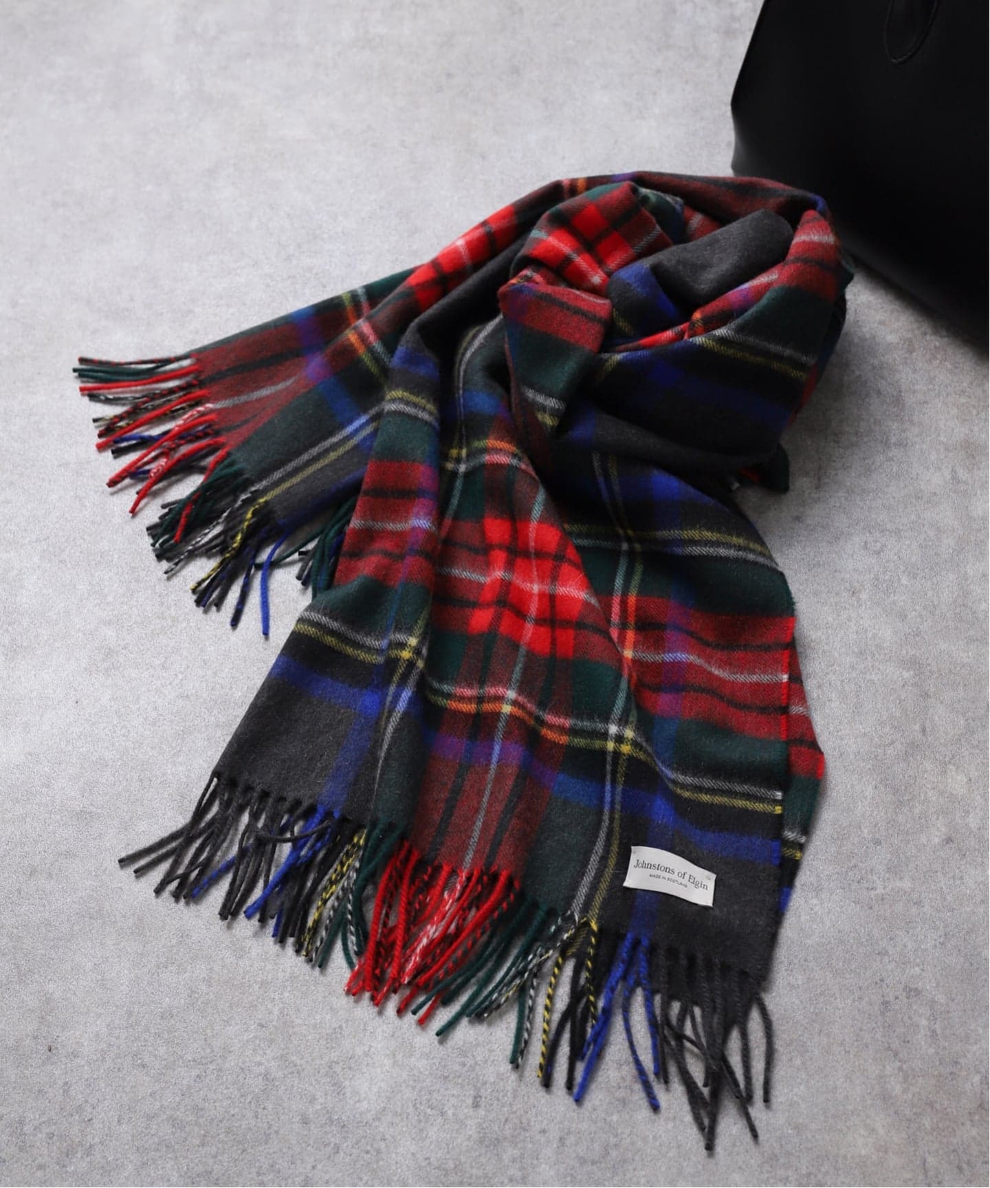Johnstons of Elgin】cashmere check stole：ストール（マフラー