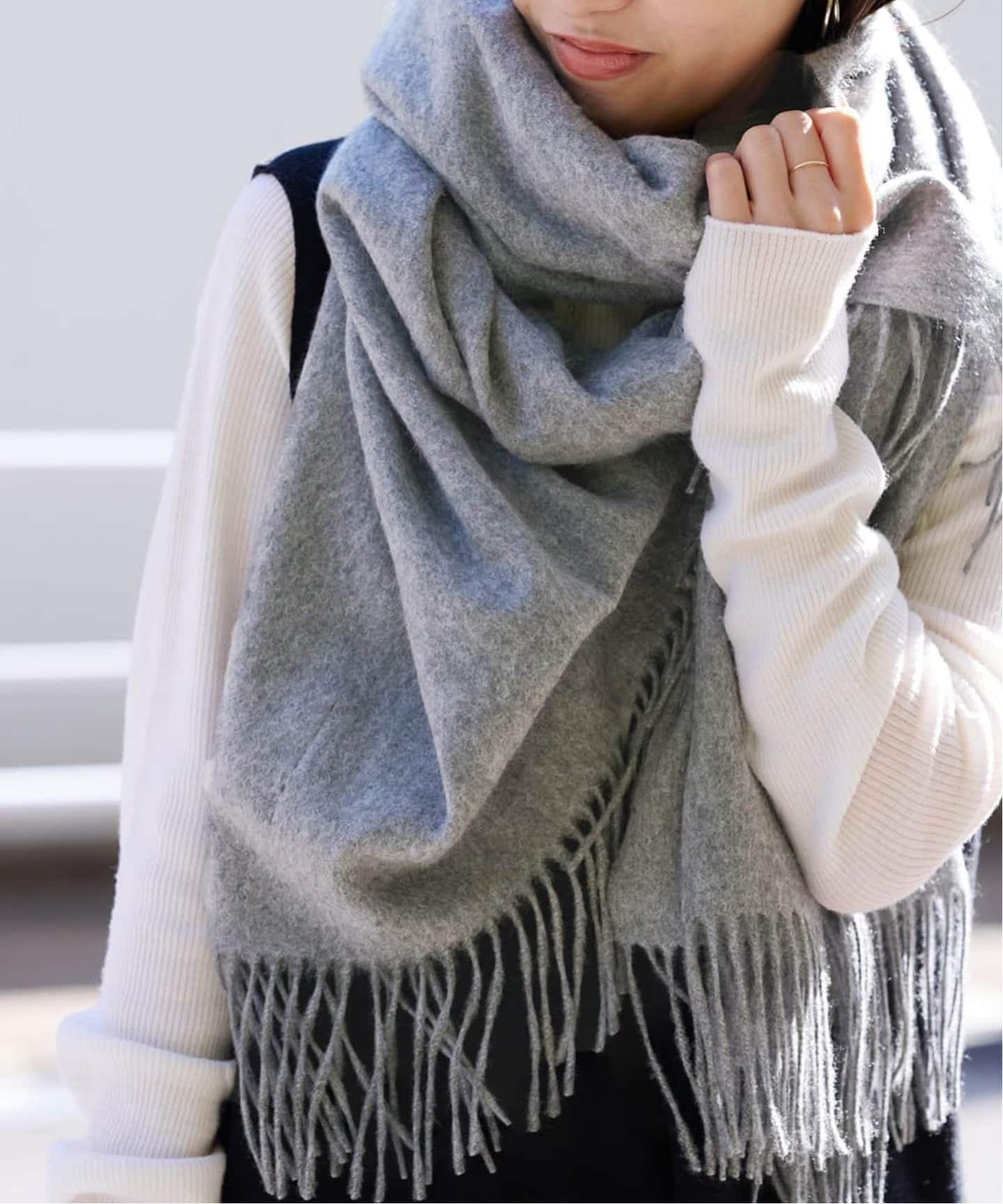 【美品】JOURNAL STANDARD カシミヤ100%ストール カシミヤ100%】JOURNAL STANDARD カシミヤストール 白×黒