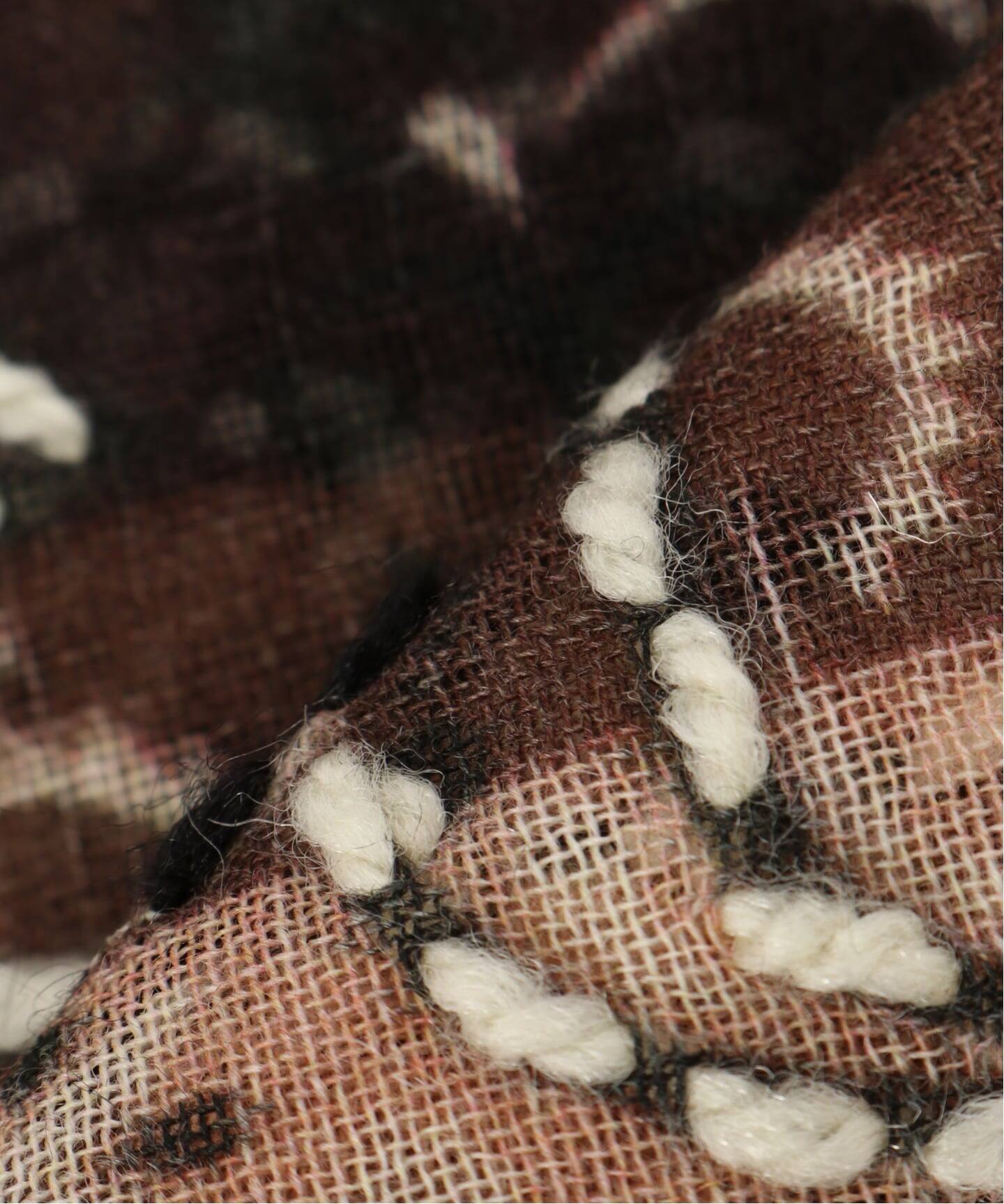 DE SIENA デ・シエナ ストール | 25秋冬 ギンガムチェック ウールストール | GINGHAM WOOL STOLE | スカーフ 大判 バンダナ柄 アラベスク模様 フリンジ ロゴ ブラウン | ブランド ファッション アイテム【レディース】【中古】 DE SIENA】 GINGHAM WOOL STOLE（ストール）｜JOURNAL STANDARD