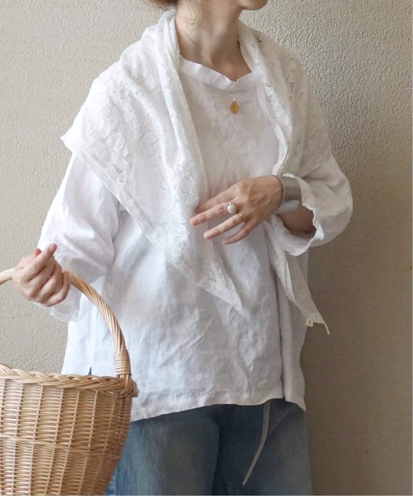 【SOIL】 TULLE LACE TRIANGLE STOLE