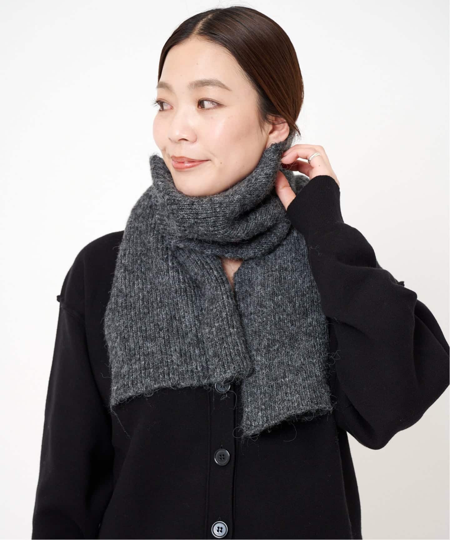 ウール混紡 マフラー グレー/ブラック trim_ofkss_item9fc5cc4c8f6111e