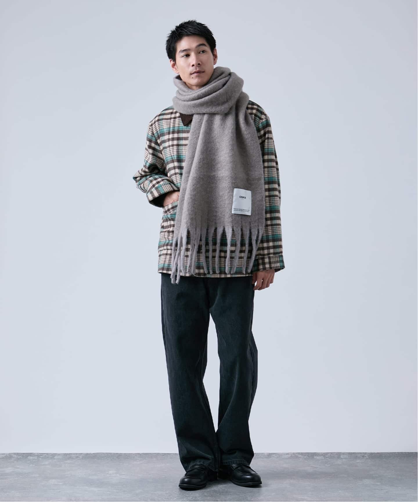 AURALEE グレー フリンジ付きマフラー AURALEE グレー フリンジ付きマフラー AURALEE グレー フリンジ