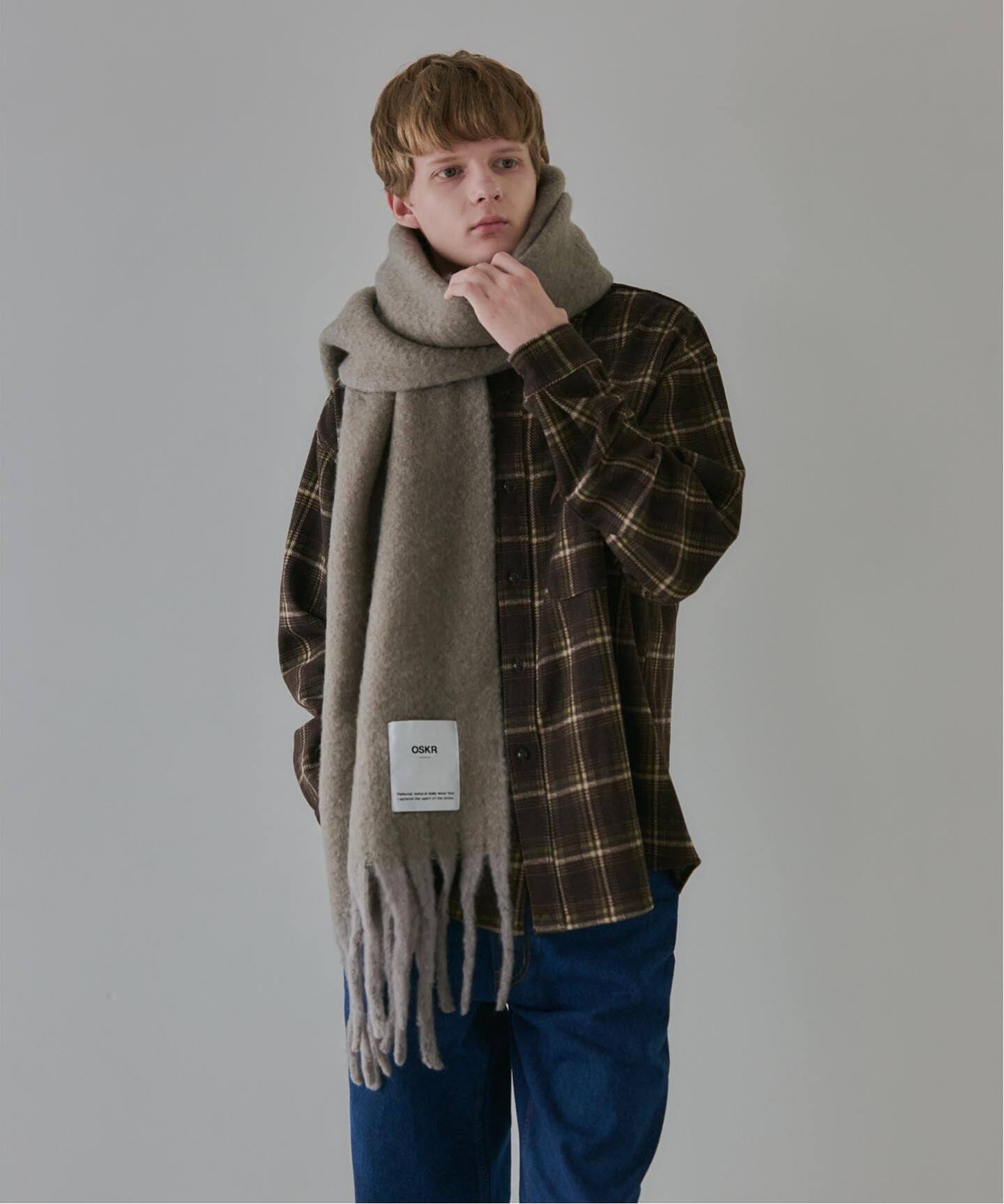 AURALEE グレー フリンジ付きマフラー AURALEE グレー フリンジ付きマフラー AURALEE グレー フリンジ