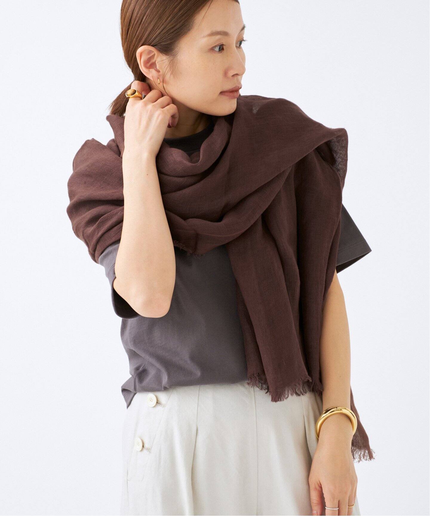 イエナNIMNIMDUAI ニムニムデュアイ リネンストール NIMNIMDUAI/ニムニムデュアイ THICK LINEN リネンストール