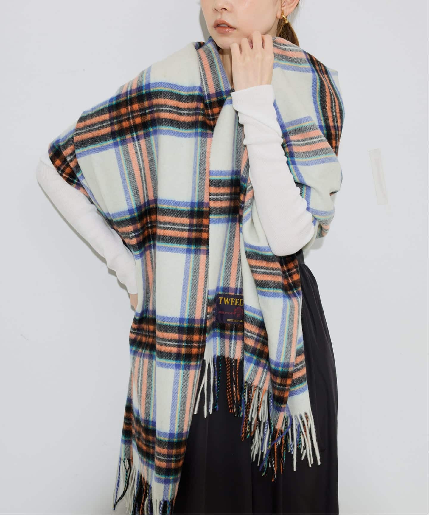 SLOBE IENA 【ツイードミル】ストール ブルー チェック 追加予約》TWEED MILL/ツイードミル ストール（ストール