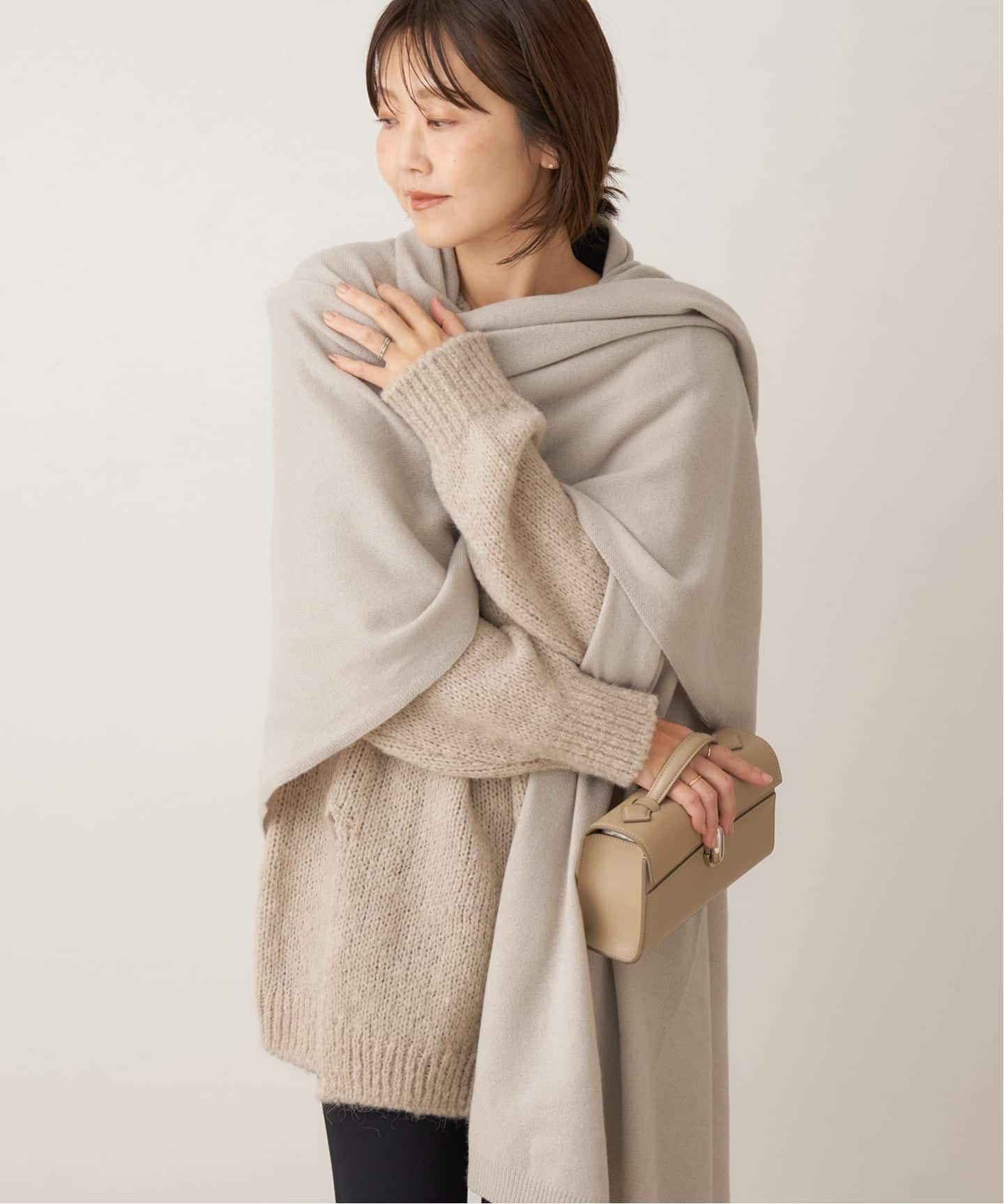 ASAUCE MELER アソースメレ☆スポンディッシュウールストール ベージュ スポンディッシュウールライトストール | ASAUCE MELER (Women