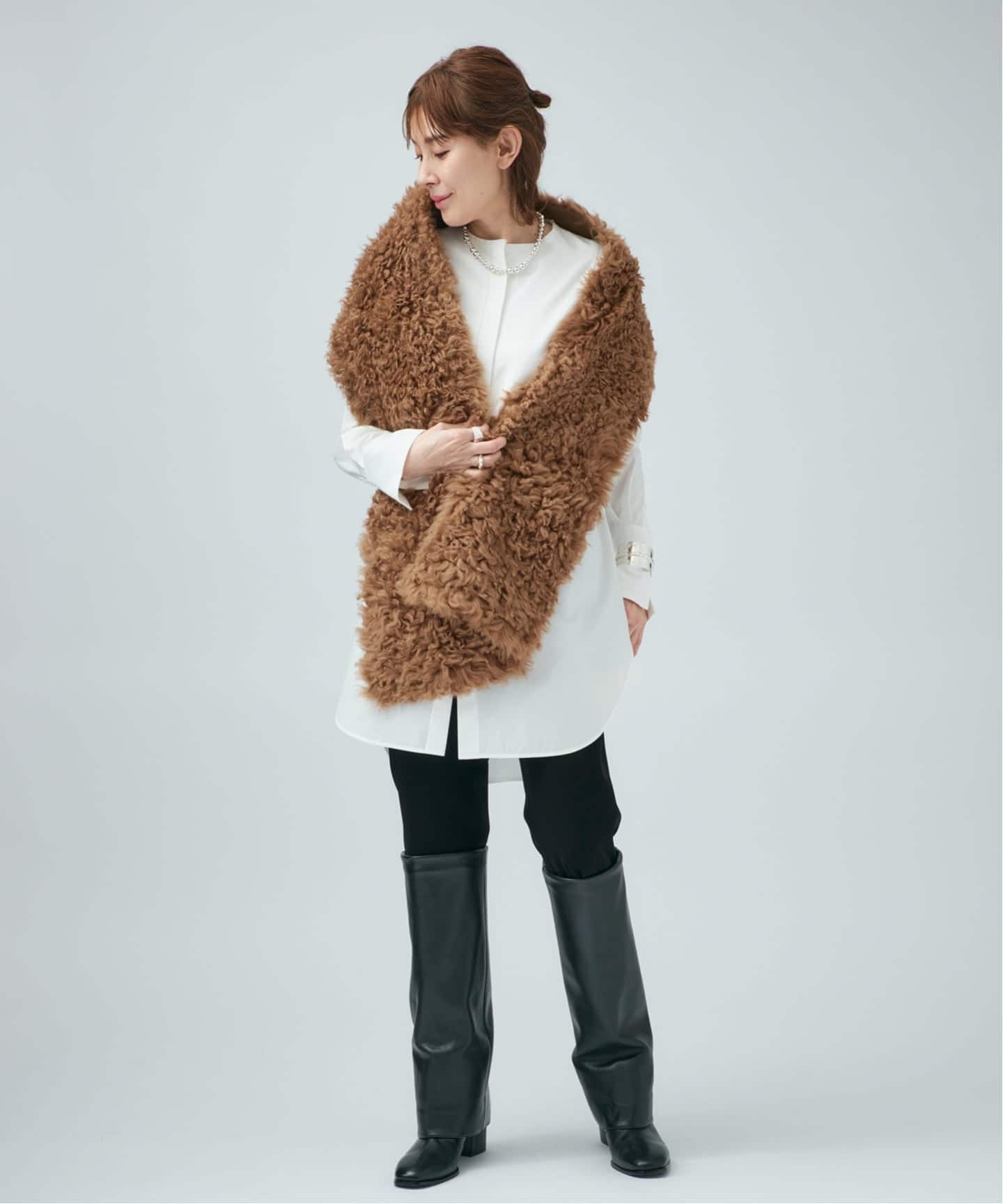 YVES SALOMON イヴ サロモン ECHARPE 170x22cm 26WAA603XXTICU/ECHAR