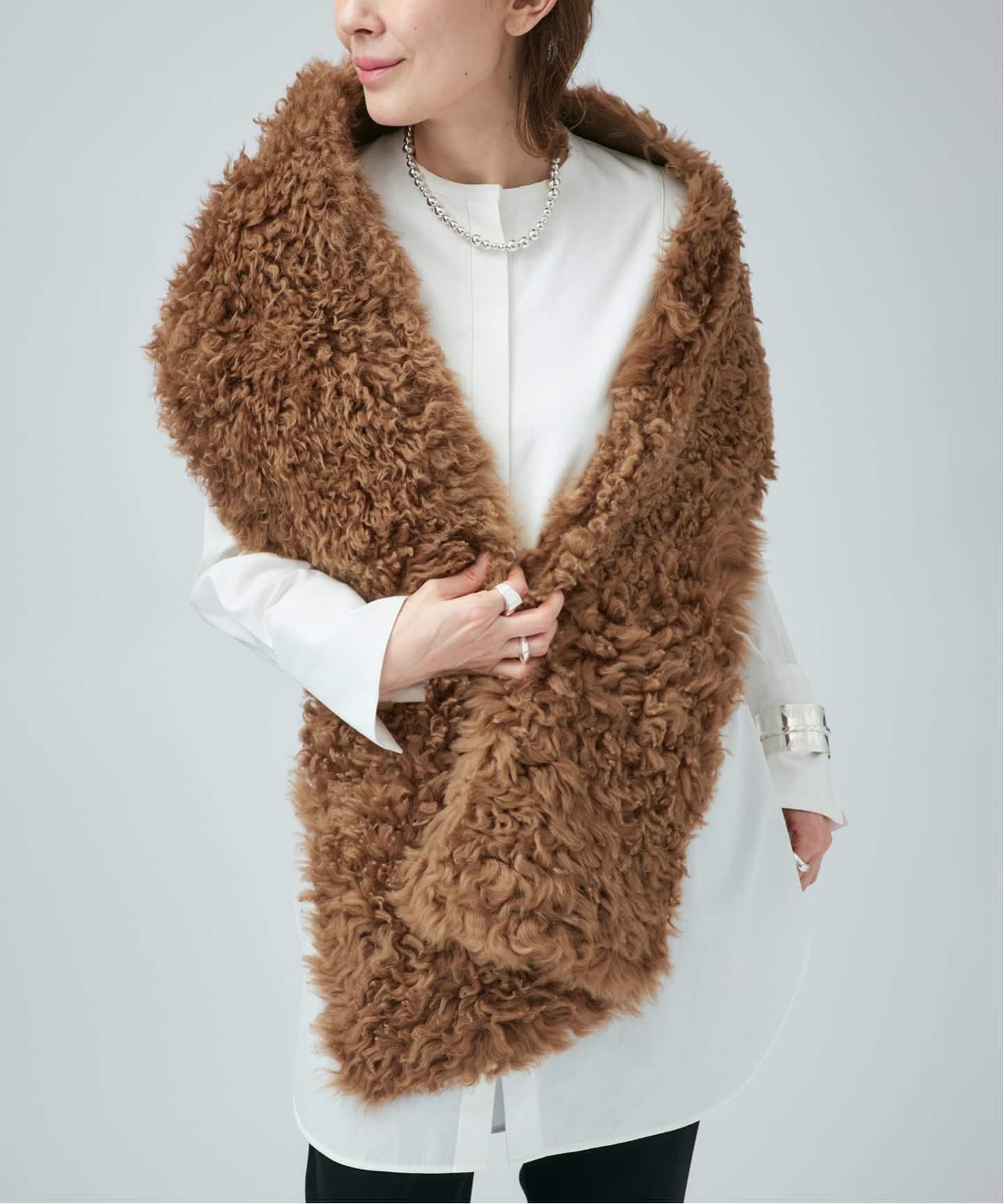 YVES SALOMON イヴ サロモン ECHARPE 170x22cm 26WAA603XXTICU/ECHAR