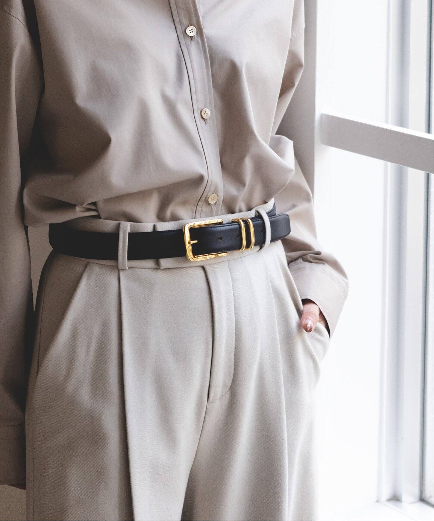 追加》ATELIER AMBOISE/アトリエ アンボワーズ レザーベルト(ブラック  