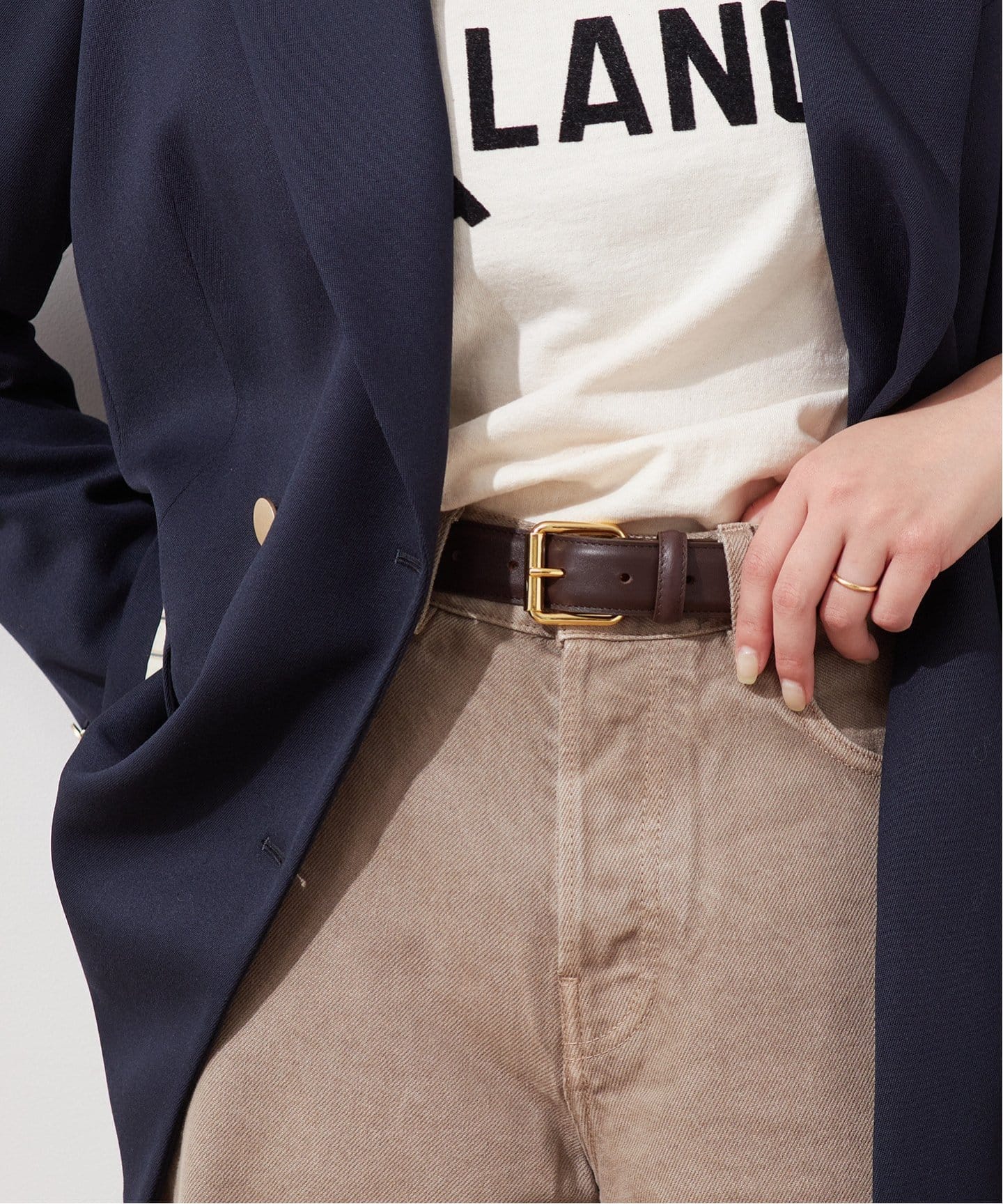小物 MAISON BOINET/13mm belt in nappa leather Maison Boinet Nappa and Linen Belt in Beige and Ochre – No.6