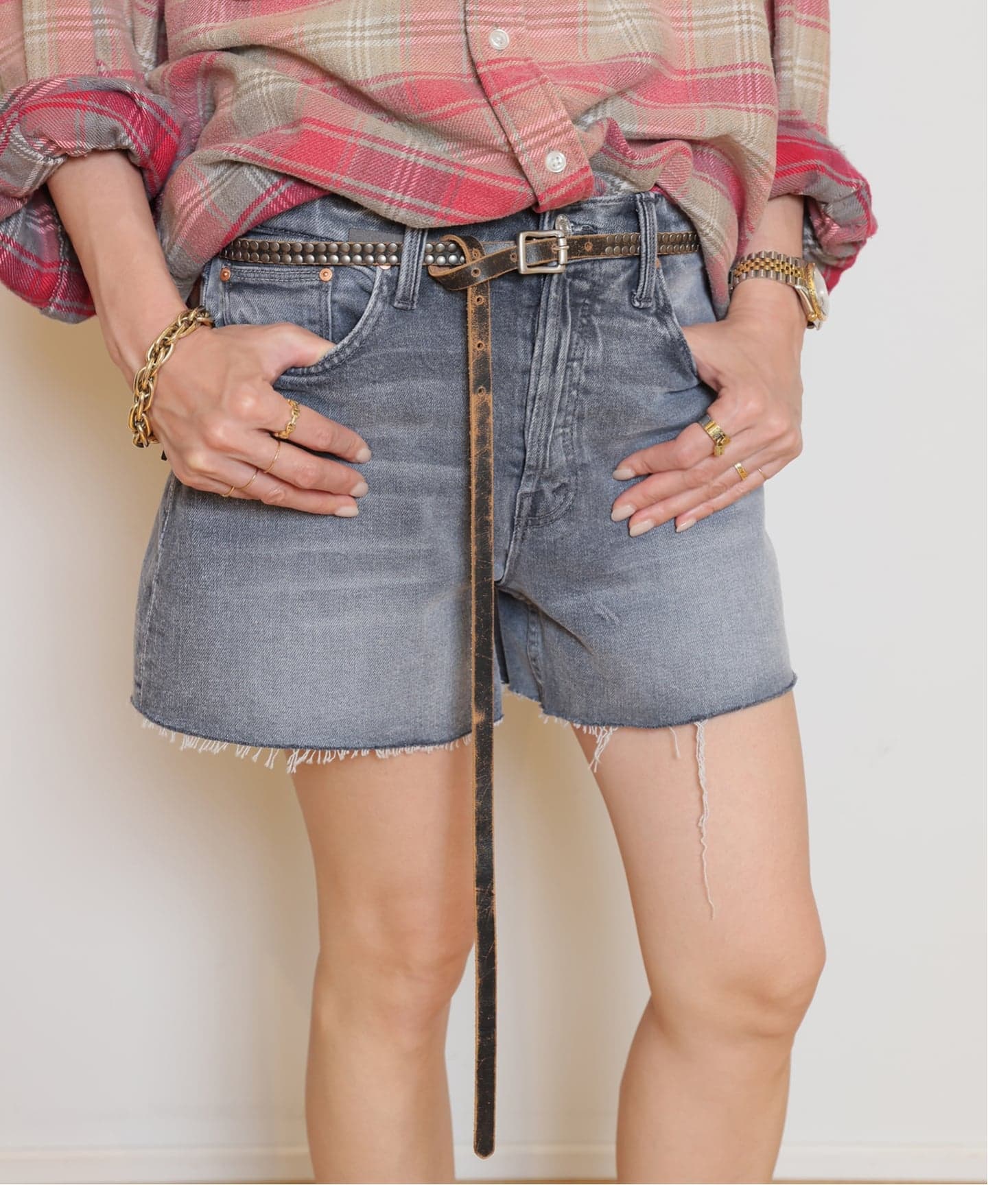 R13/アールサーティーン】STUDDED SKINNY ベルト（ベルト