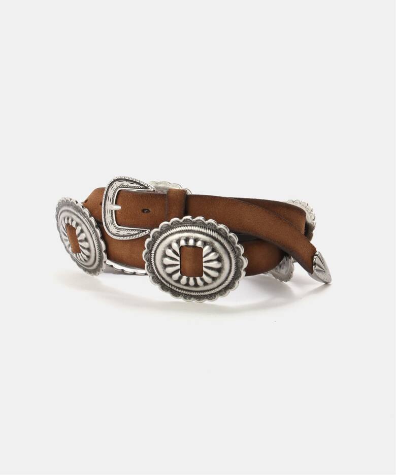 PUNTOVITA/プントヴィータ】 BROWN CONCHO BELT（ベルト）｜L 
