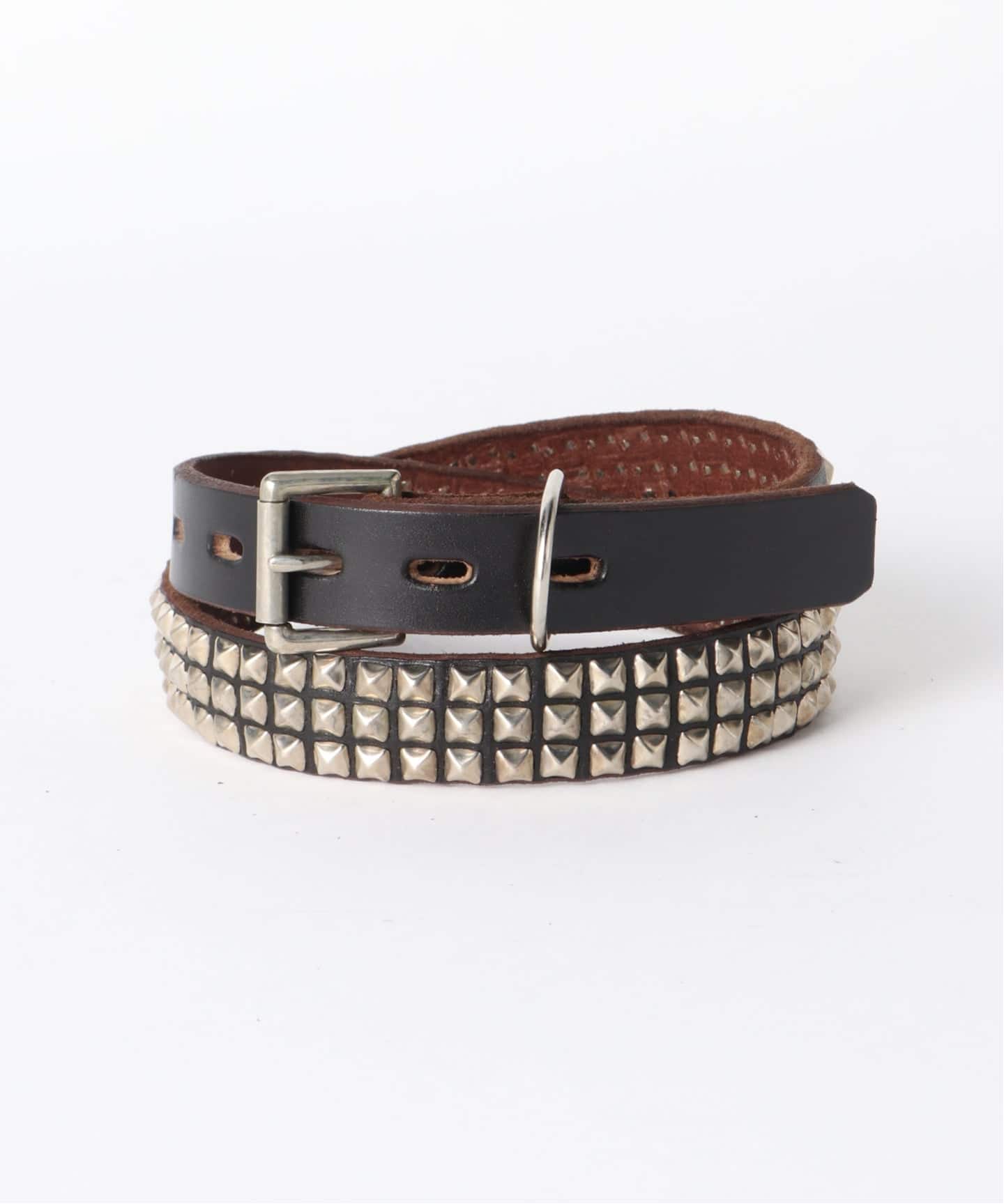 小物 BRAIDED STUDDED LEATHER BELT MADE IN CALIF Pylamid Studs 3line Belt（ベルト）｜JOURNAL STANDARD