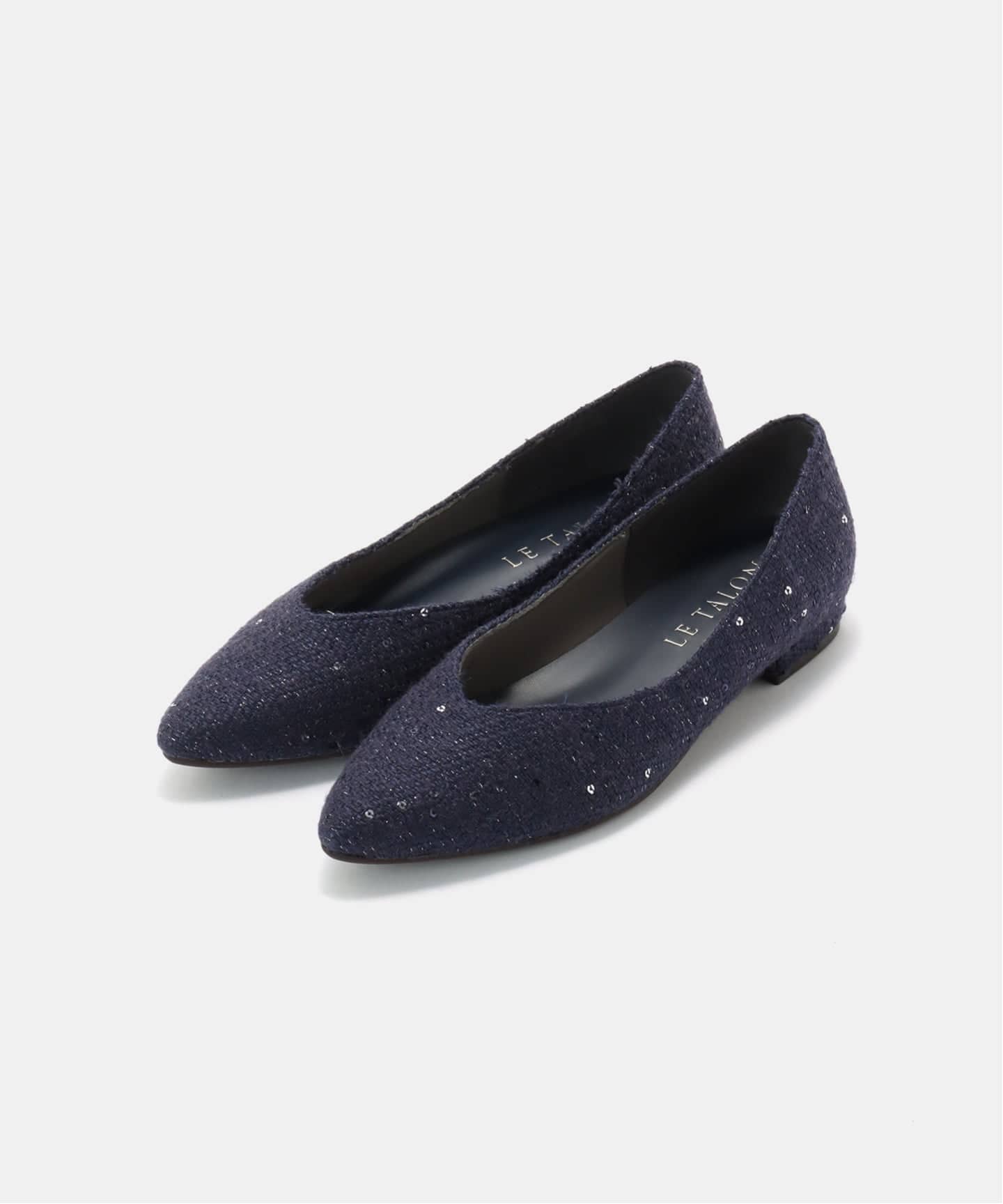 【Hanan】【新品】LE TALON ネイビー ビジュー フラット Hanan】【新品】LE TALON ネイビー ビジュー フラット Hanan様