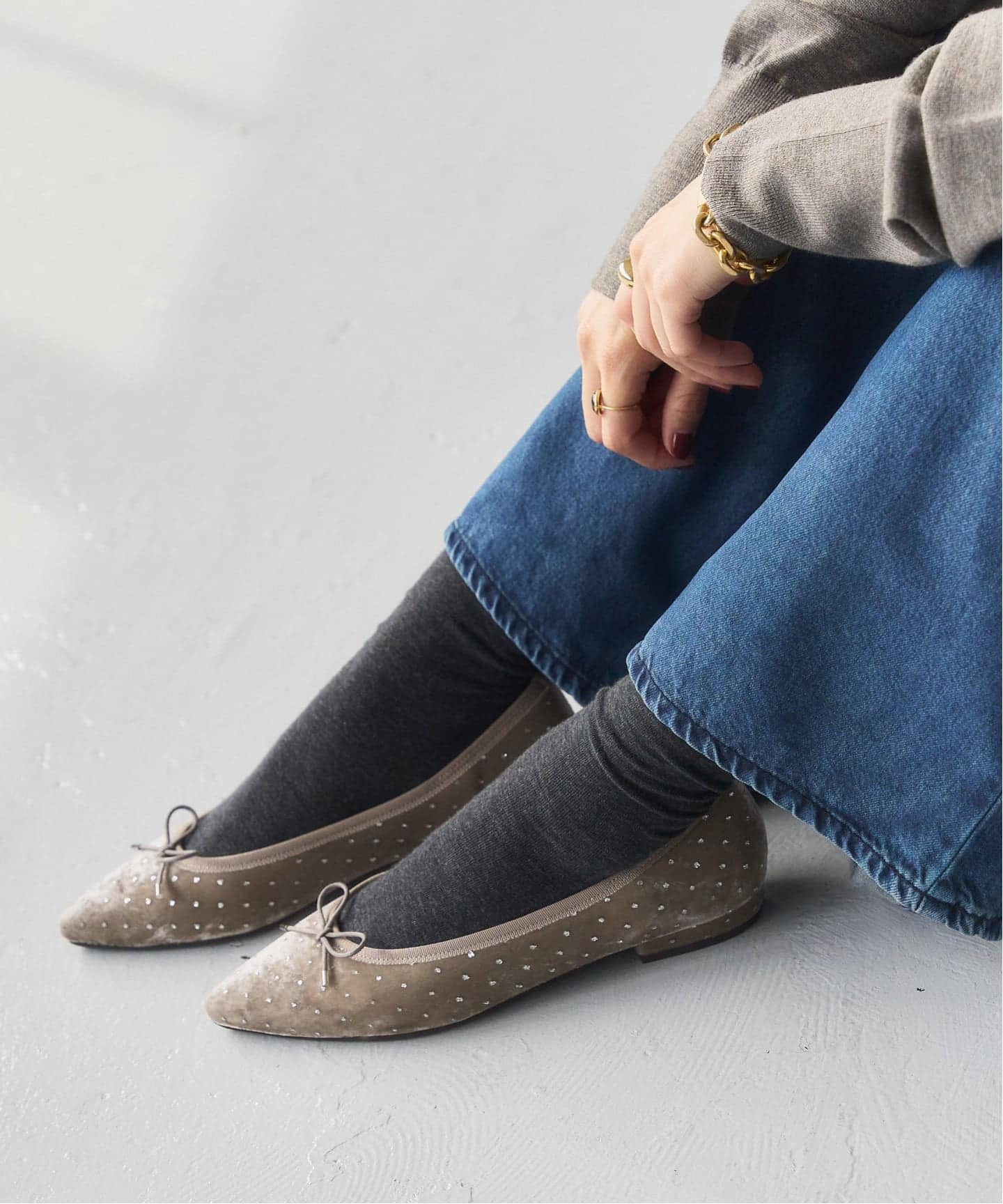 追加》ポインテッドグリッタードットバレエ（バレエシューズ）｜LE