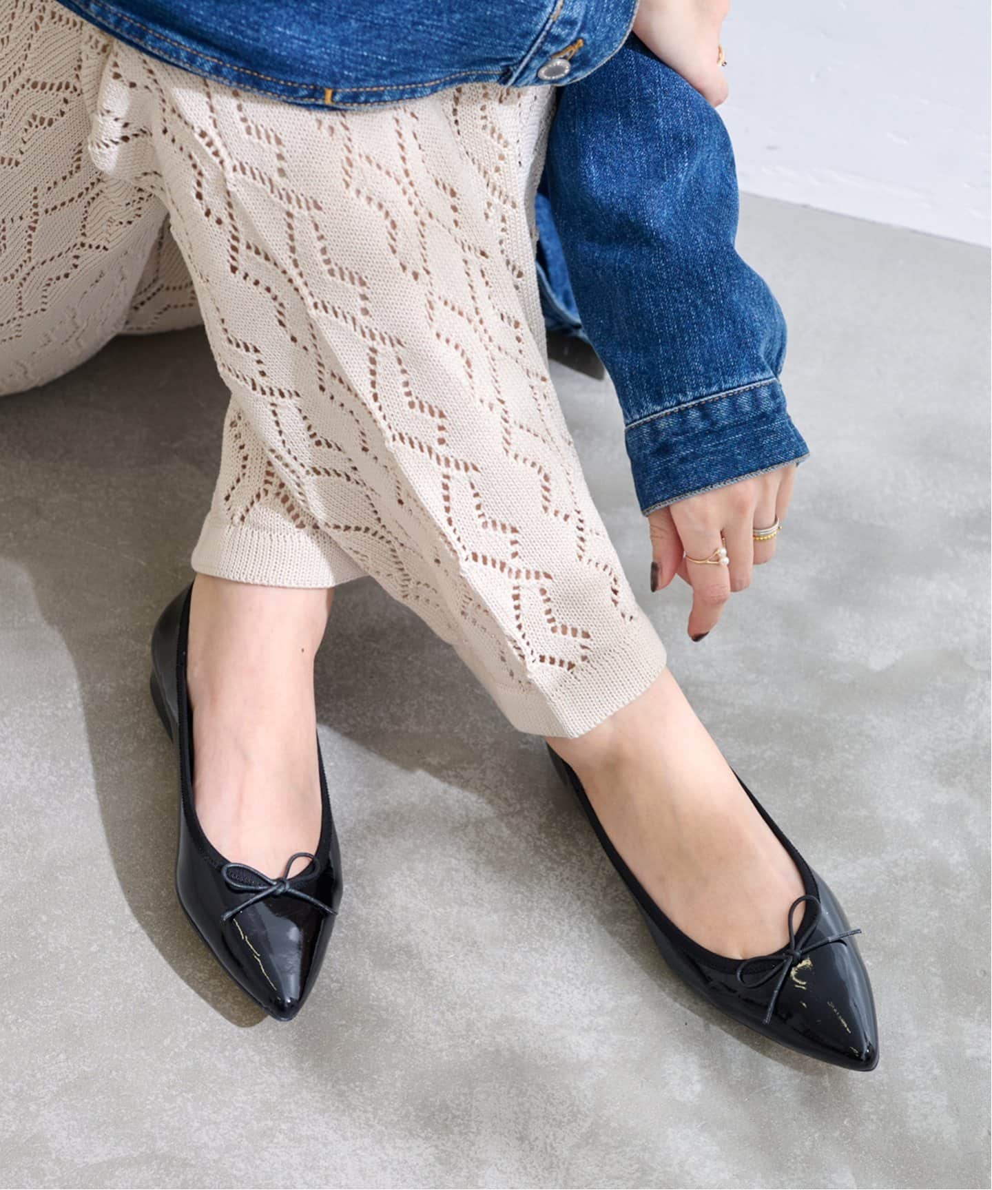 Le TALON ♡美品　レザー　バレエシューズ　ぺたんこ　25 ブラック LE TALON｜ル タロンのバレエシューズ（レディース）の公式通販