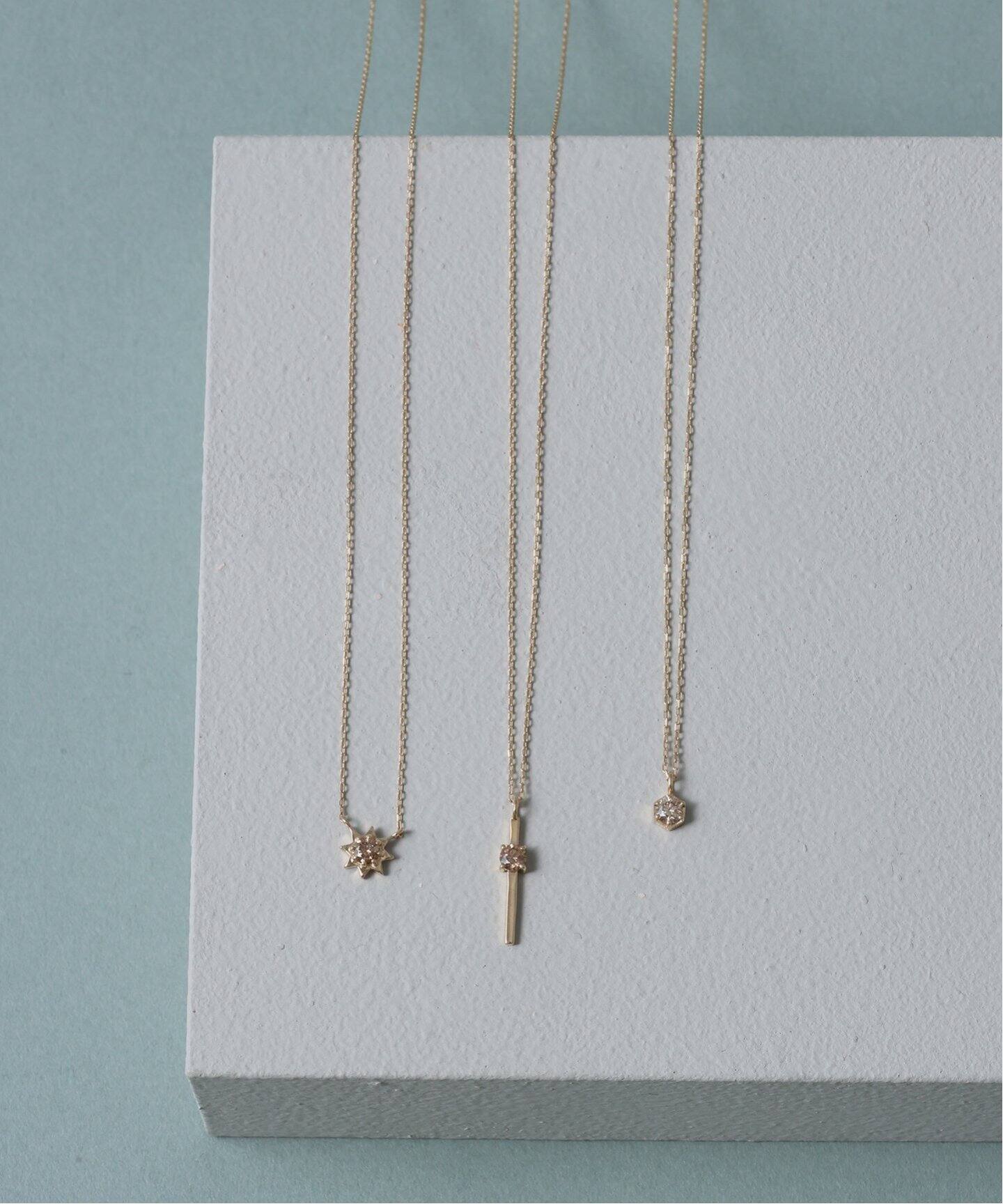 ブラウンH＆Cダイヤオクタグラム45cmネックレス K10（ネックレス