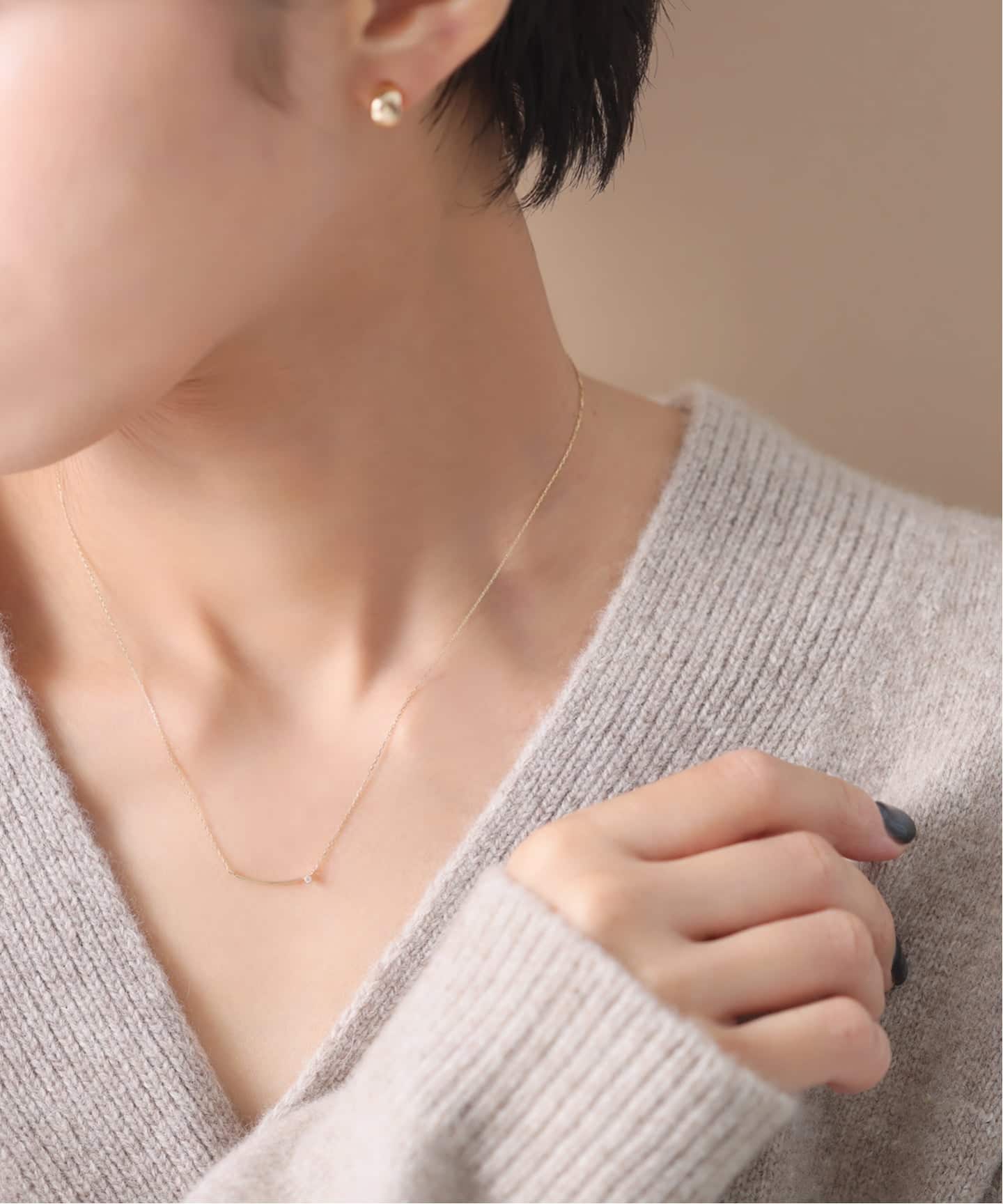 Lilas ニュアンスカーブネックレス K10 美品 今週終了 ニュアンスカーブネックレス K10（ネックレス）｜Lilas（リラ