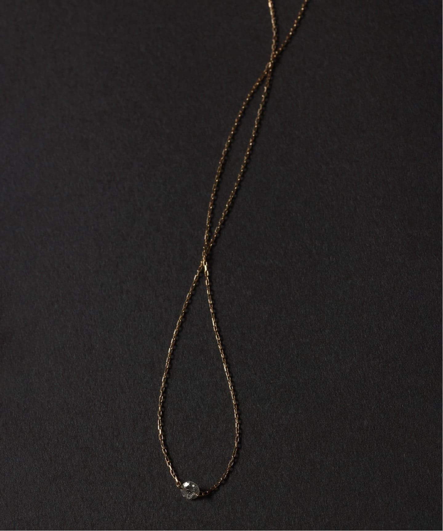 ホールダイヤ1pサイドチェーンネックレス K18（ネックレス）｜Lilas