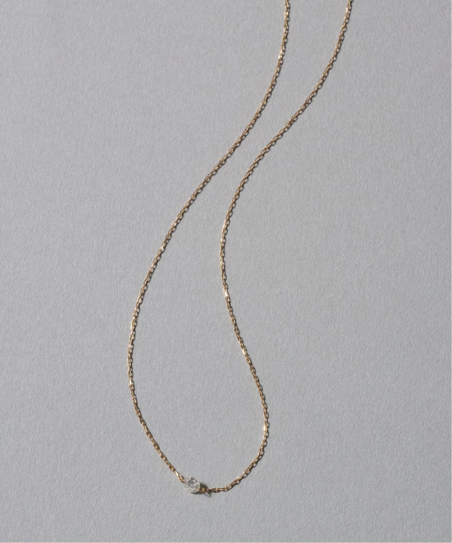 ホールダイヤ1pサイドチェーンネックレス K18（ネックレス）｜Lilas