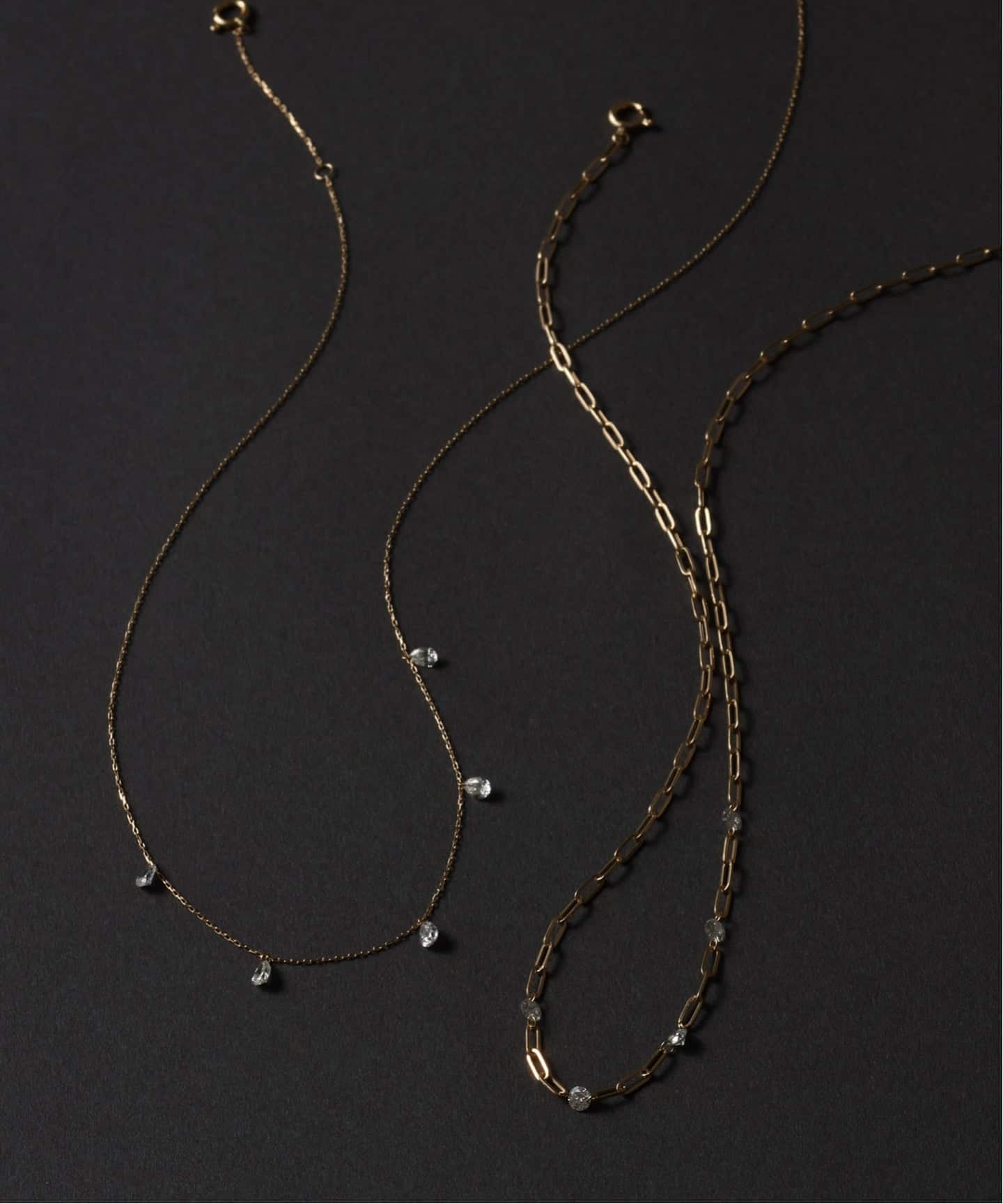 ホールダイヤ5pクリップチェーンネックレス K18（ネックレス）｜Lilas